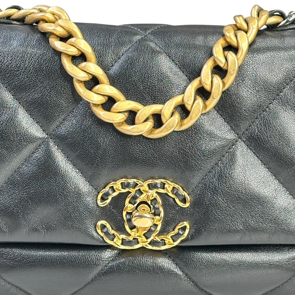 Chanel 19 Small Black Lamb skin Flap Bag