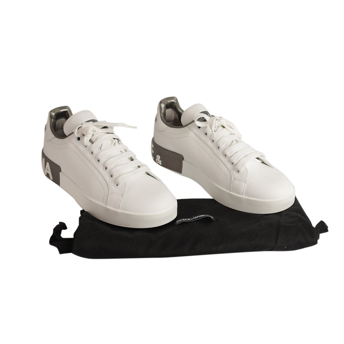 Dolce Gabbana Calfskin Portofino Sneakers with DG Logo Size EU 37