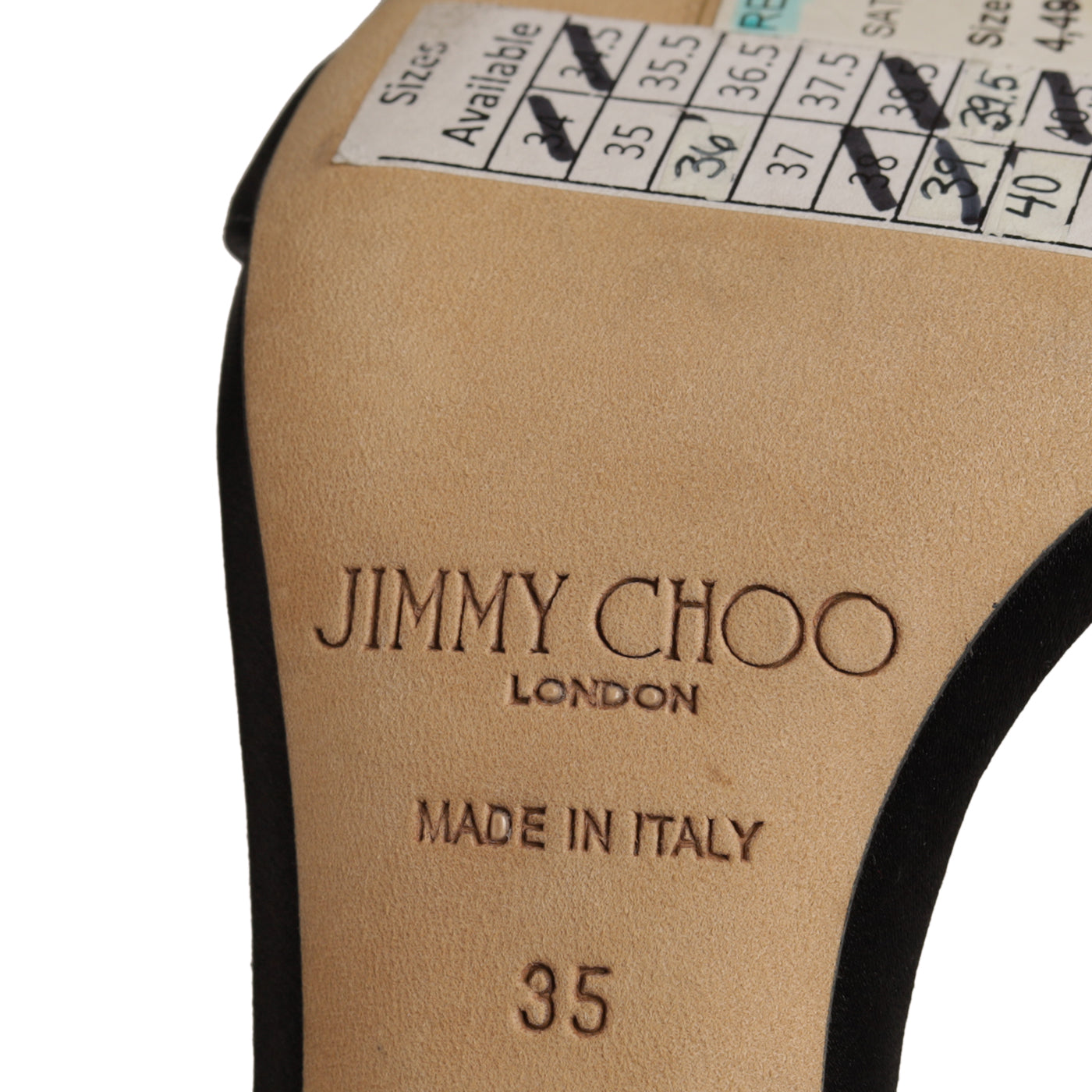 Jimmy Choo &#39;Reign&#39; 100 Crystal Embellished Satin Slingback Sandals Size 35