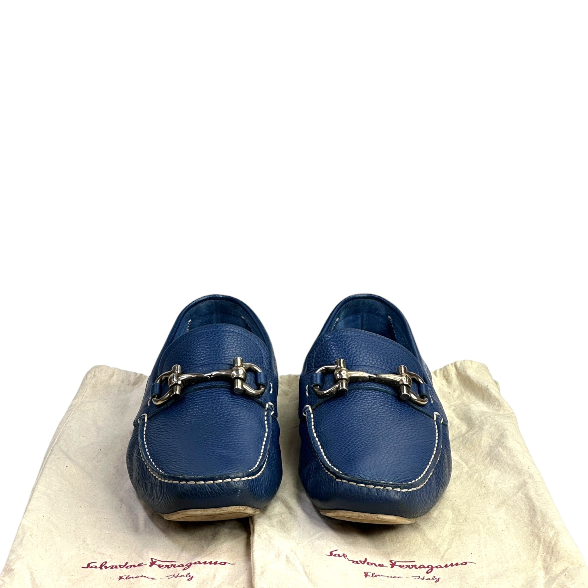 Salvatore Ferragamo Blue Calf Skin Loafers US 11.5