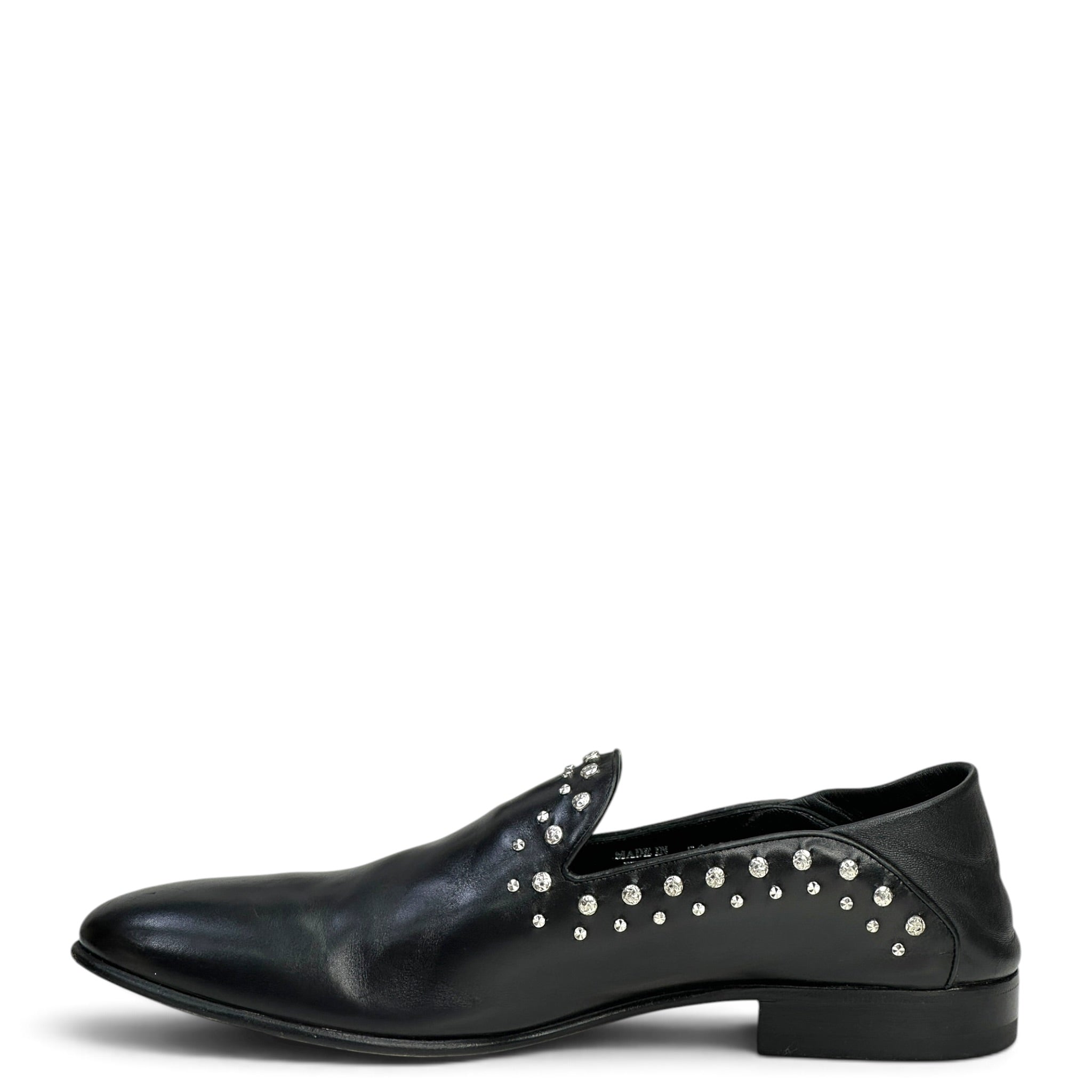 Alexander Mcqueen Black Leather Embellished Loafers EU 45