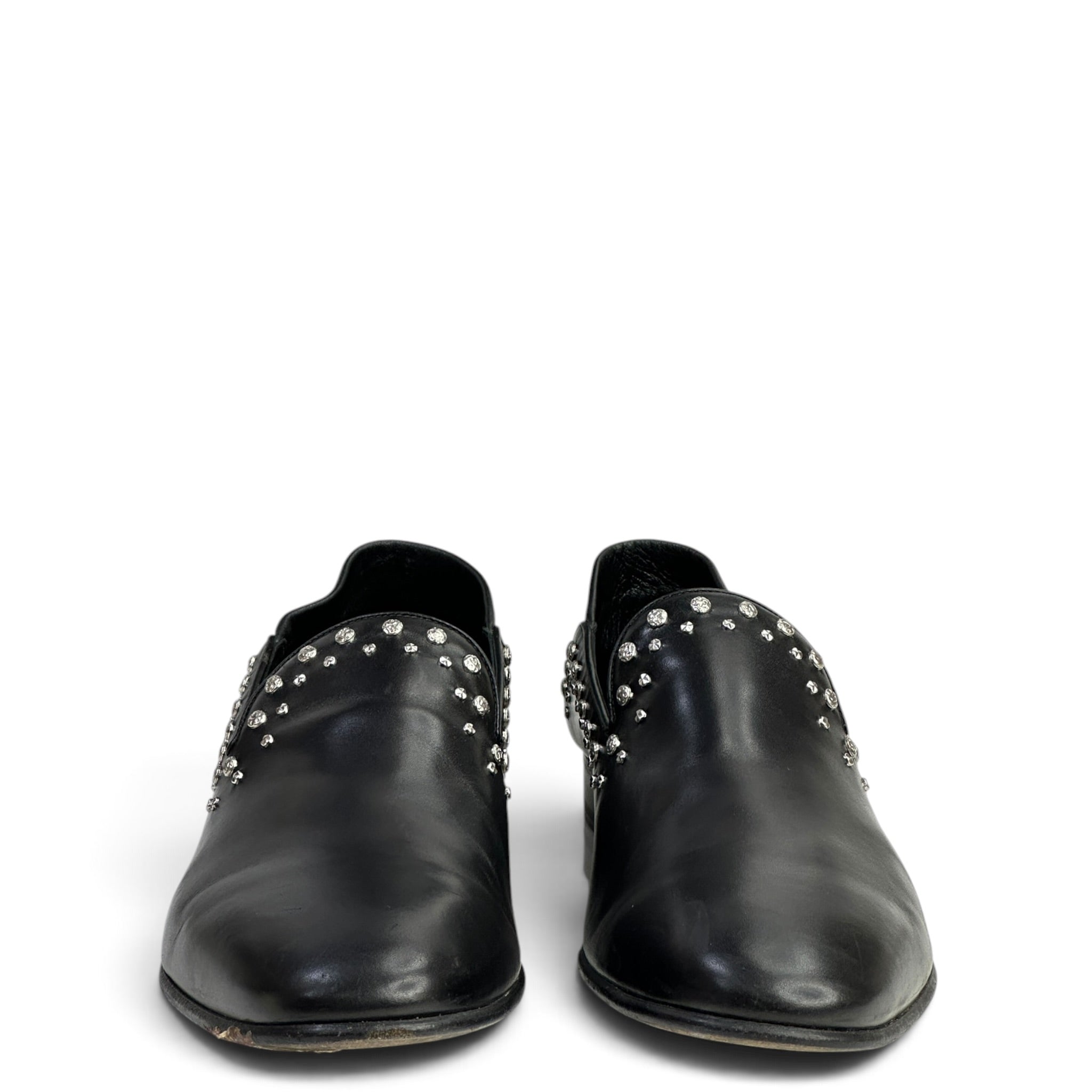 Alexander Mcqueen Black Leather Embellished Loafers EU 45