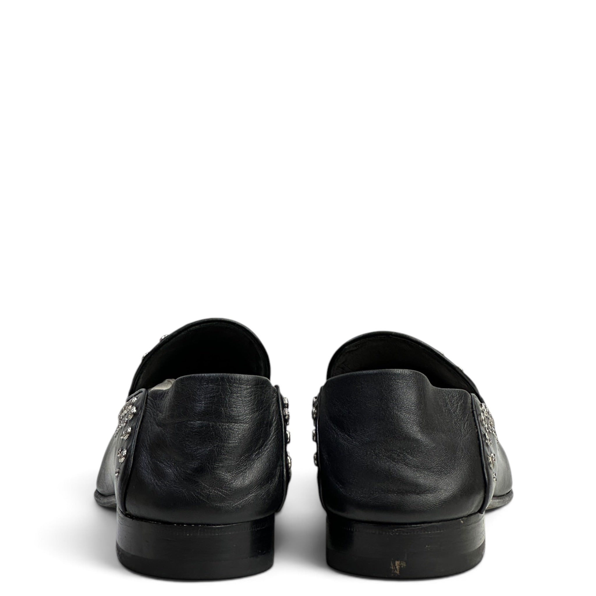 Alexander Mcqueen Black Leather Embellished Loafers EU 45