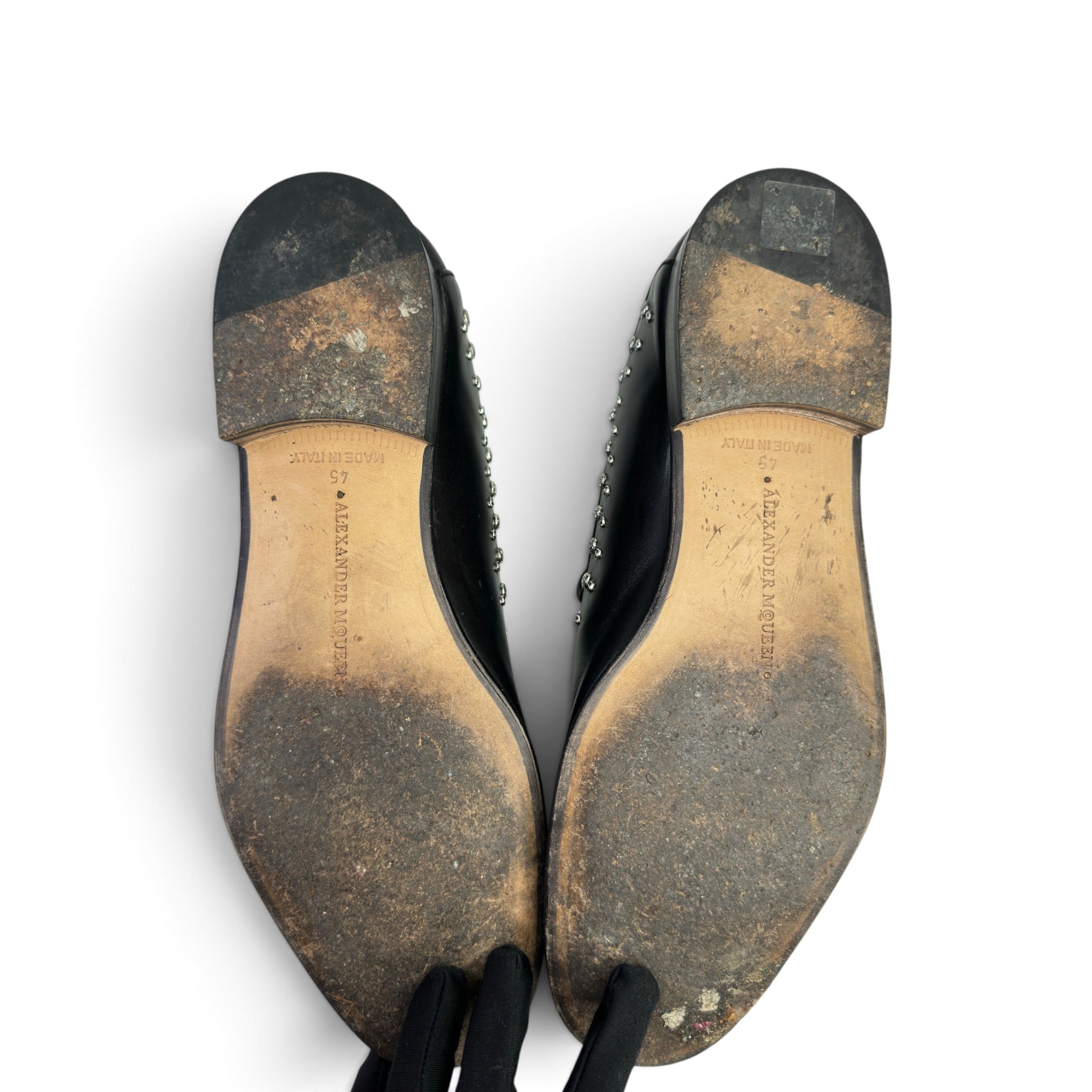 Alexander Mcqueen Black Leather Embellished Loafers EU 45