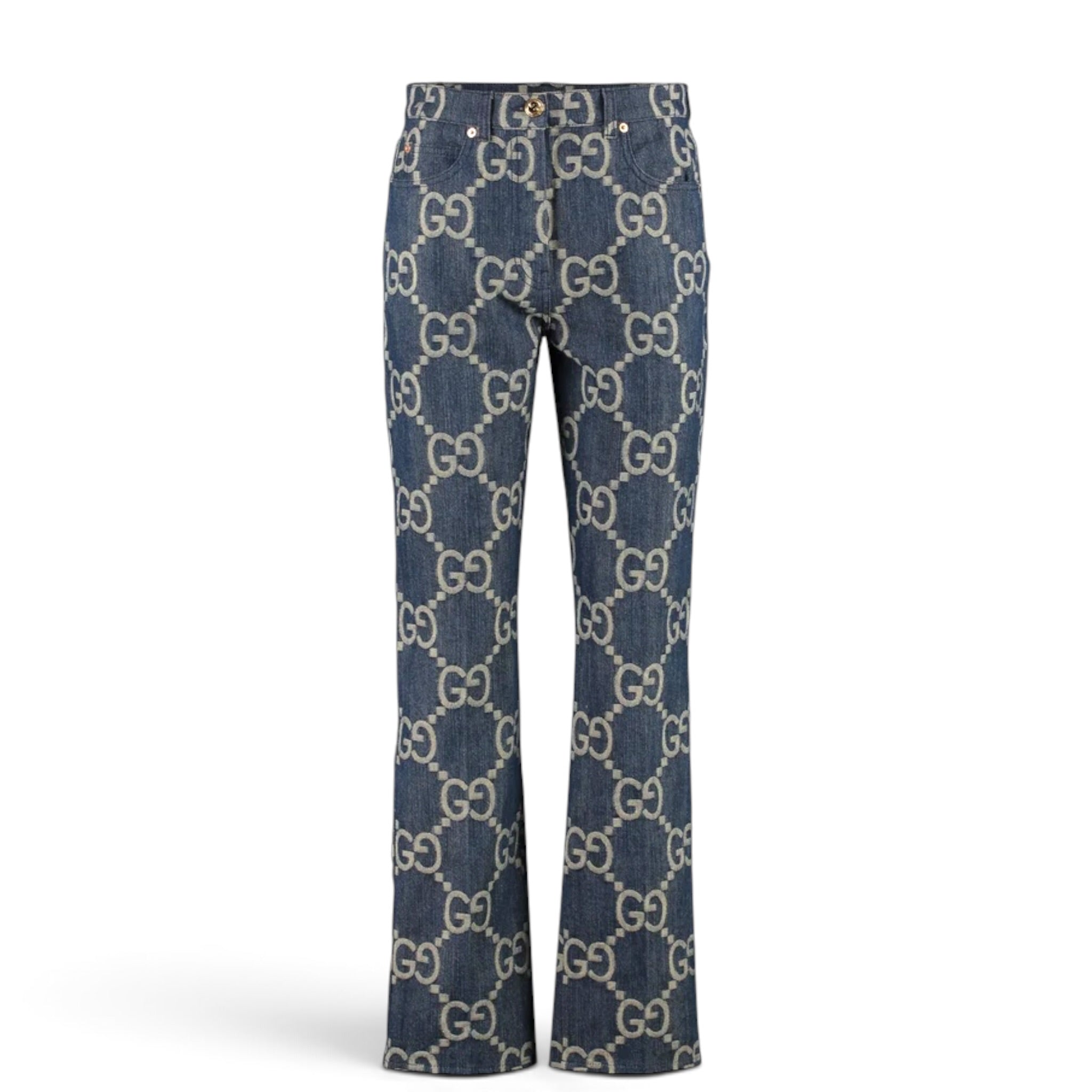 Gucci GG Jumbo Print Jacquard Pattern Medium Denim Pants