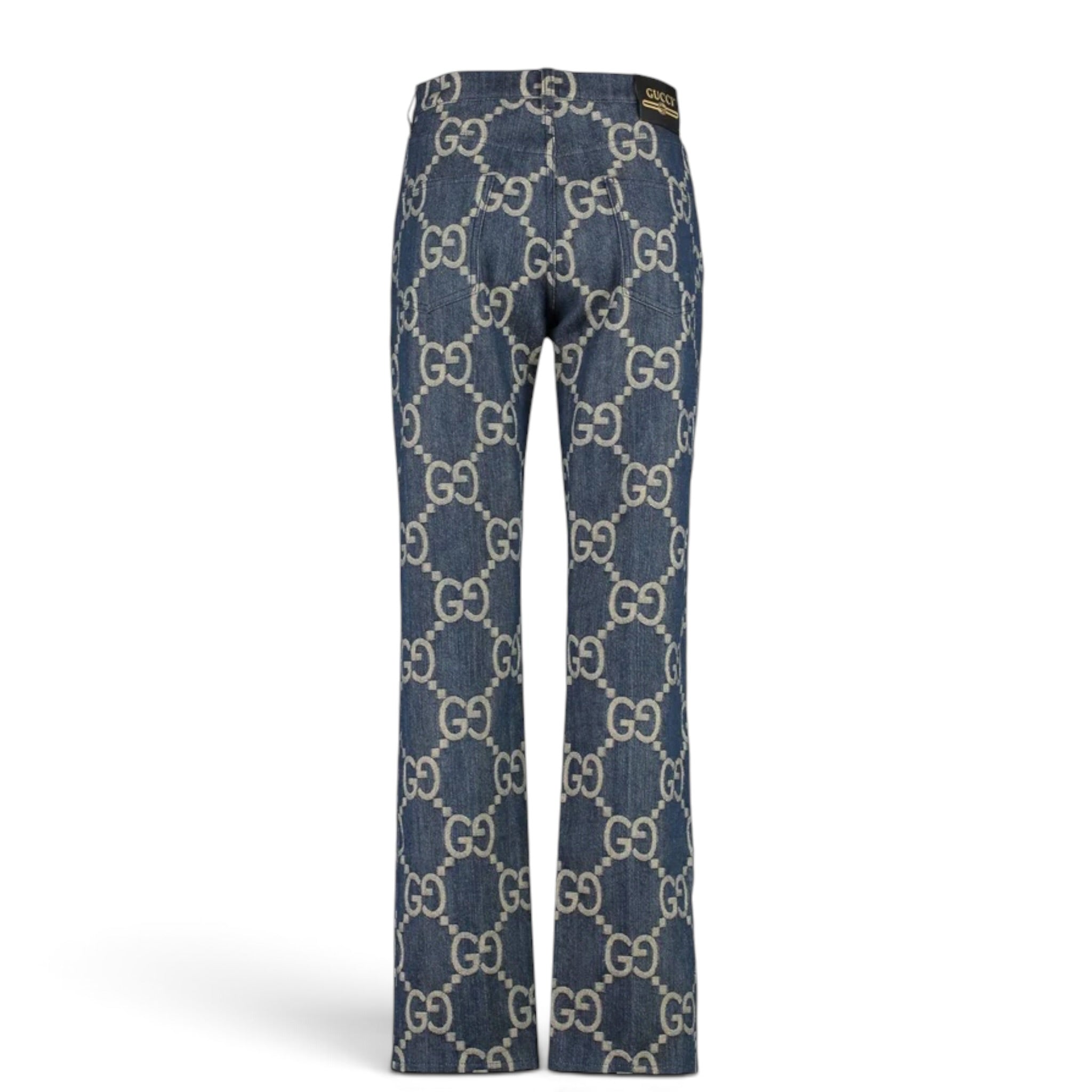 Gucci GG Jumbo Print Jacquard Pattern Medium Denim Pants