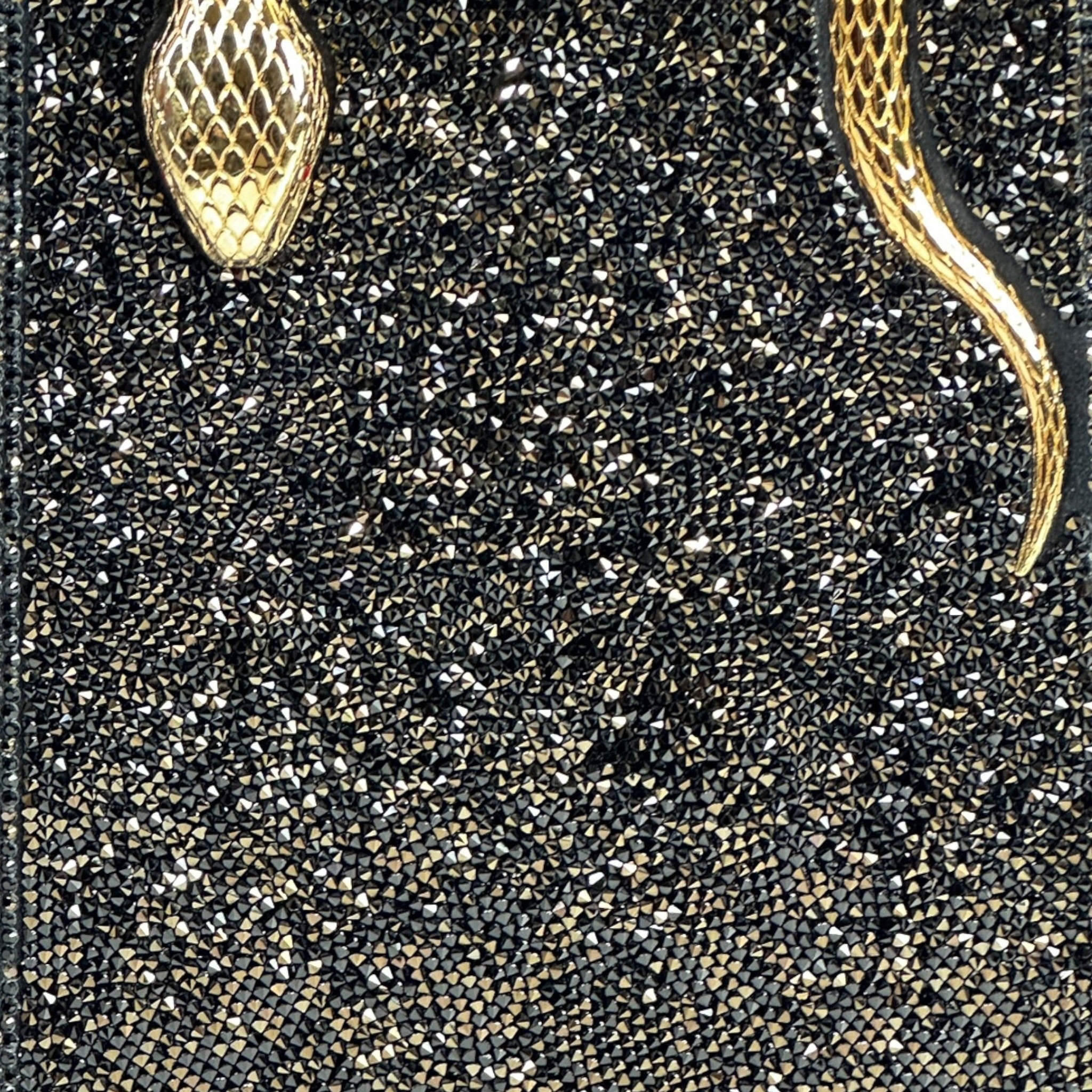 Bvlgari Serpentine Mini Tote Black Crystals Inserts Suede