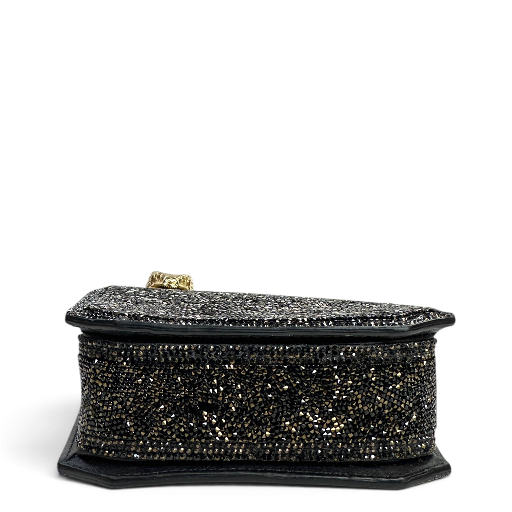 Bvlgari Serpentine Mini Tote Black Crystals Inserts Suede