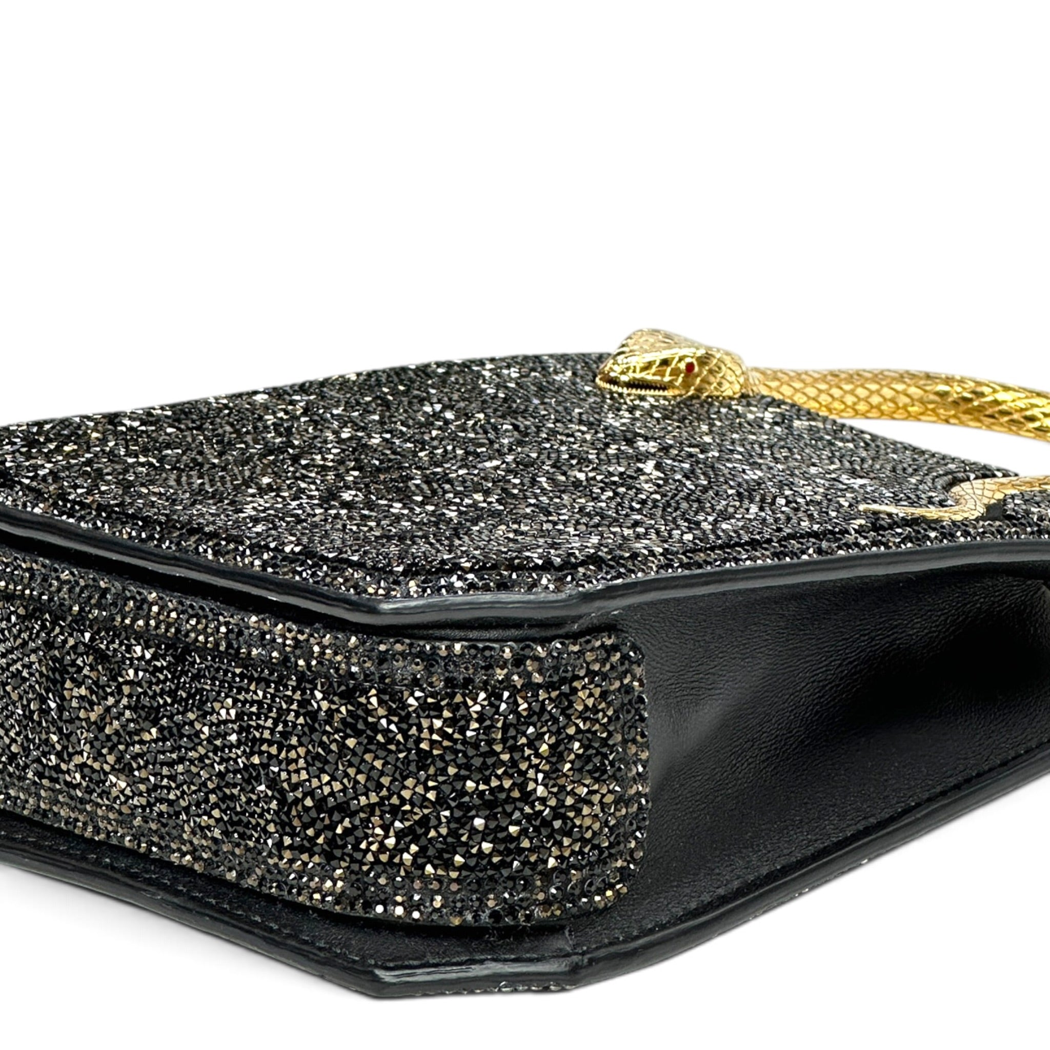 Bvlgari Serpentine Mini Tote Black Crystals Inserts Suede