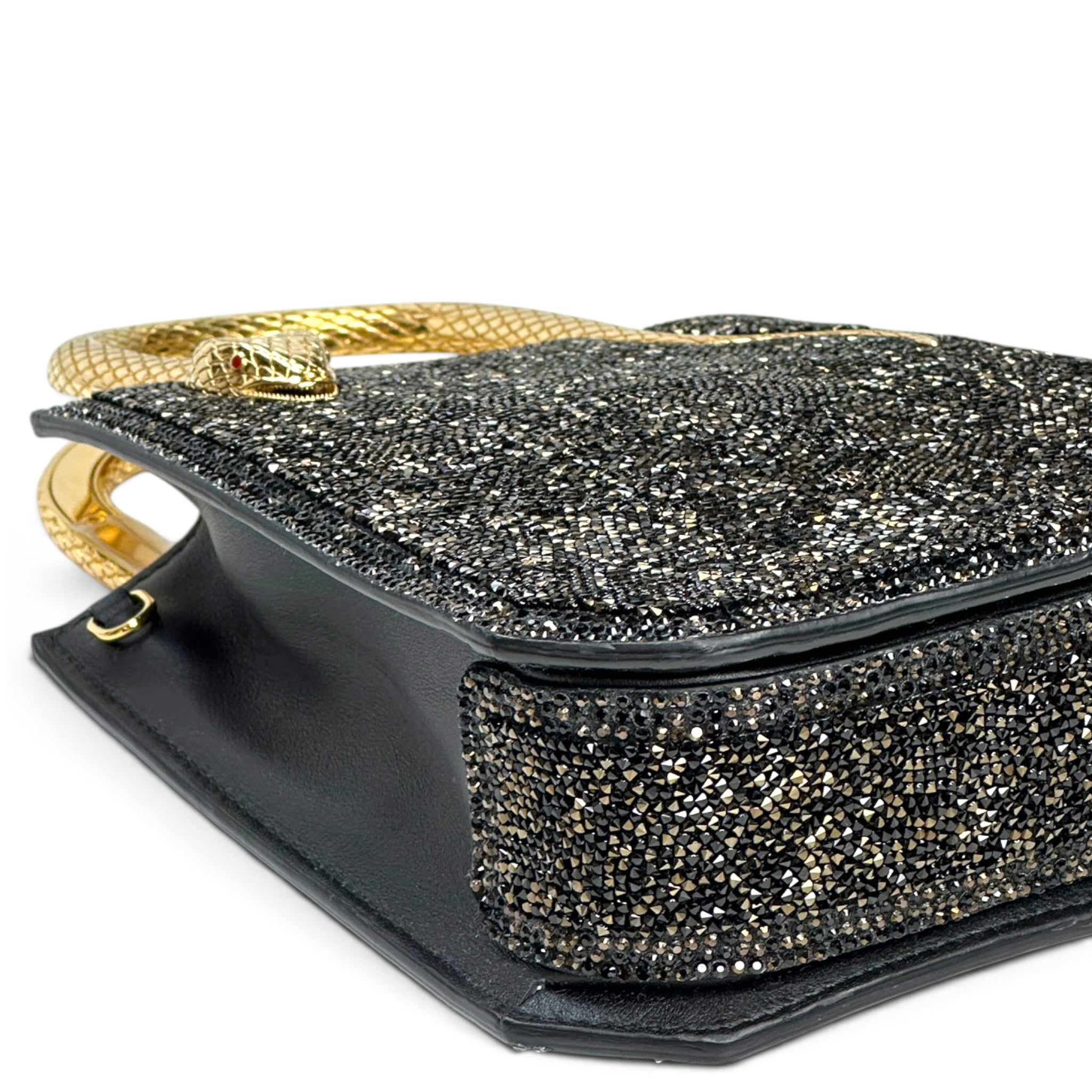 Bvlgari Serpentine Mini Tote Black Crystals Inserts Suede