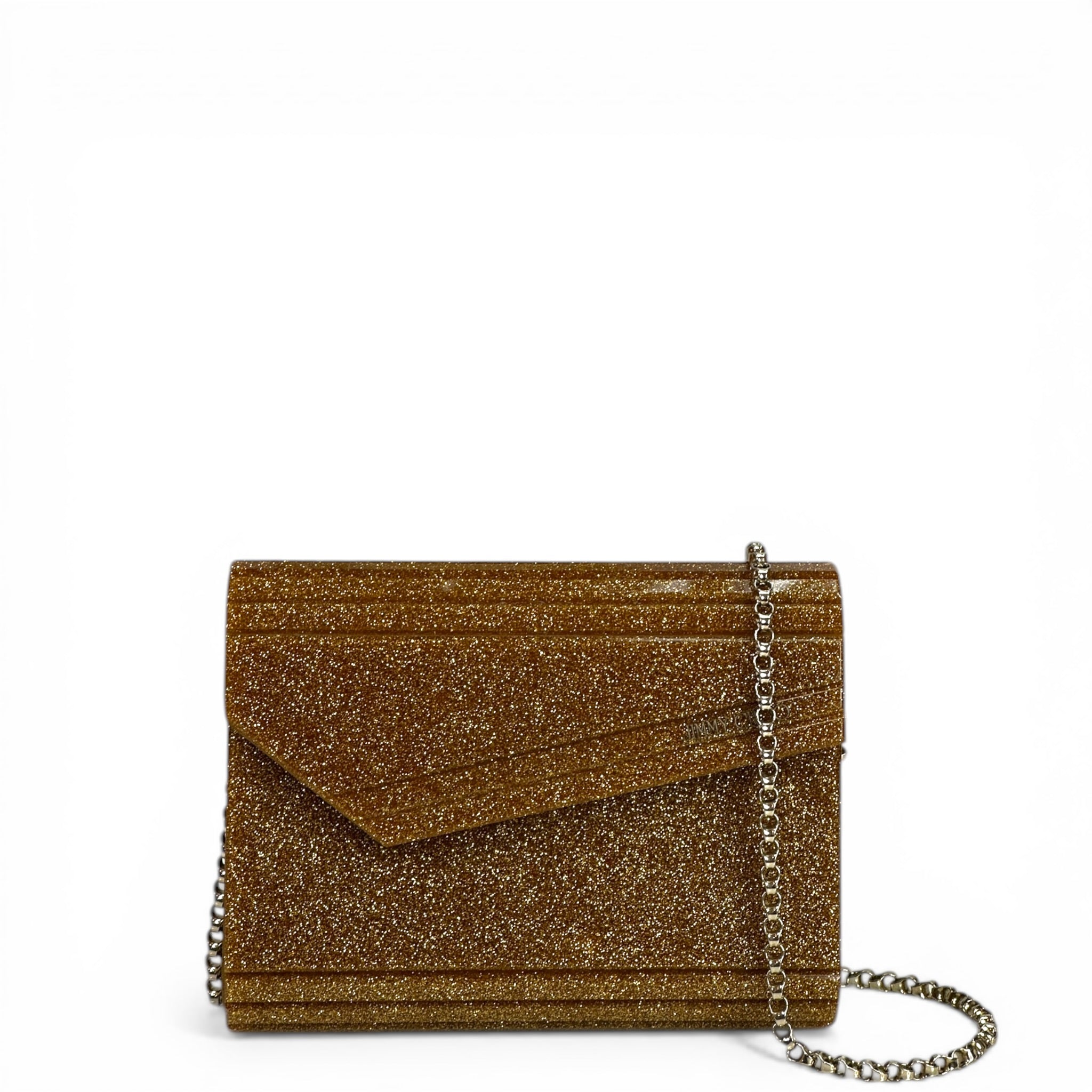 Jimmy Choo Candy Clutch Brown/gold Coarse Glitter Acrylic