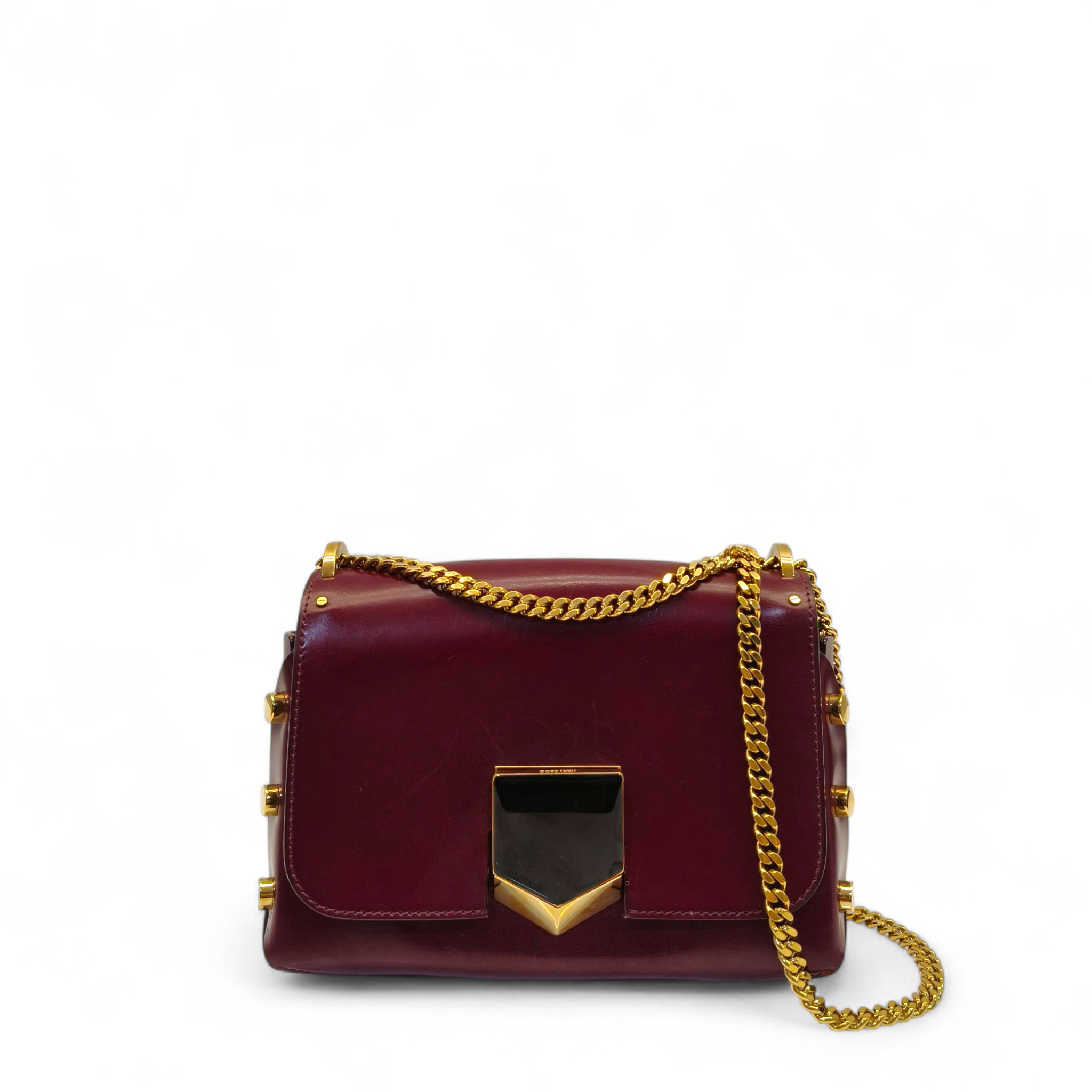 Jimmy Choo Dark Burgundy Leather Lockett Petite Crossbody Bag