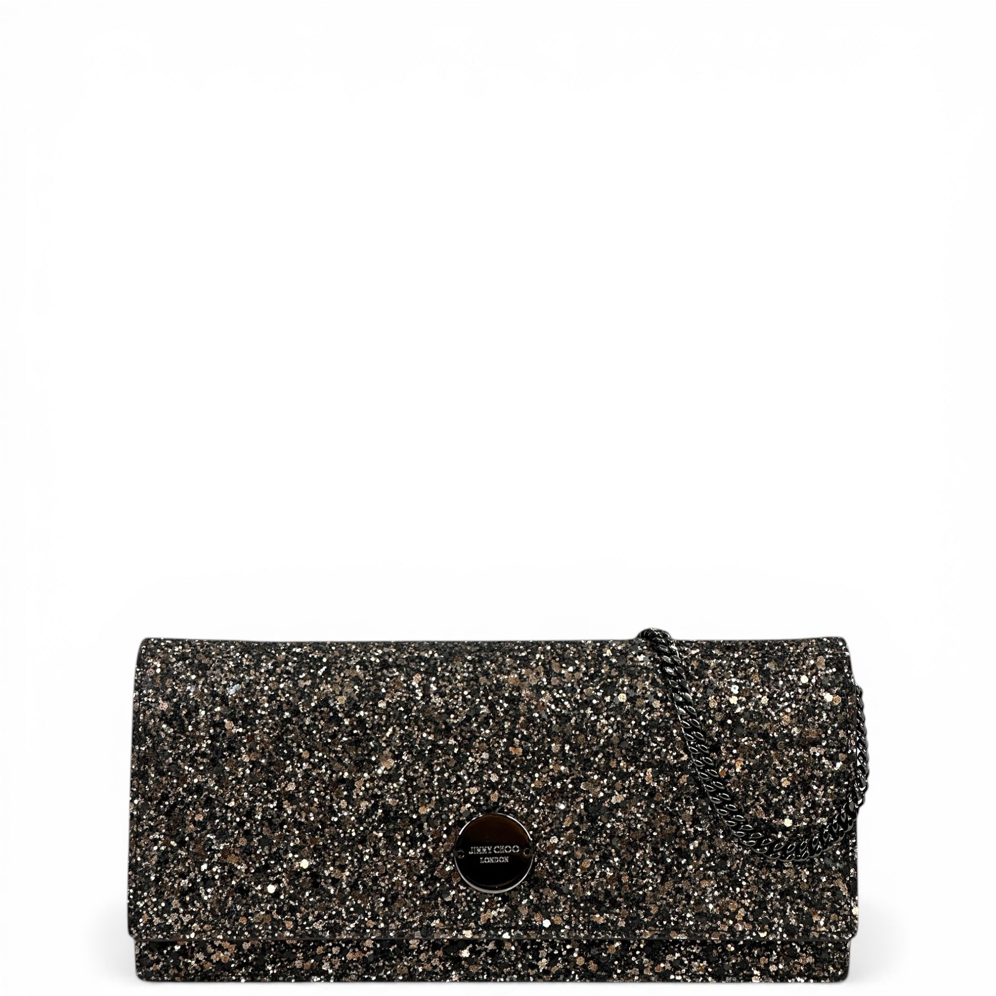 Jimmy Choo Finley Shoulder Bag Bronze Coarse Glitter