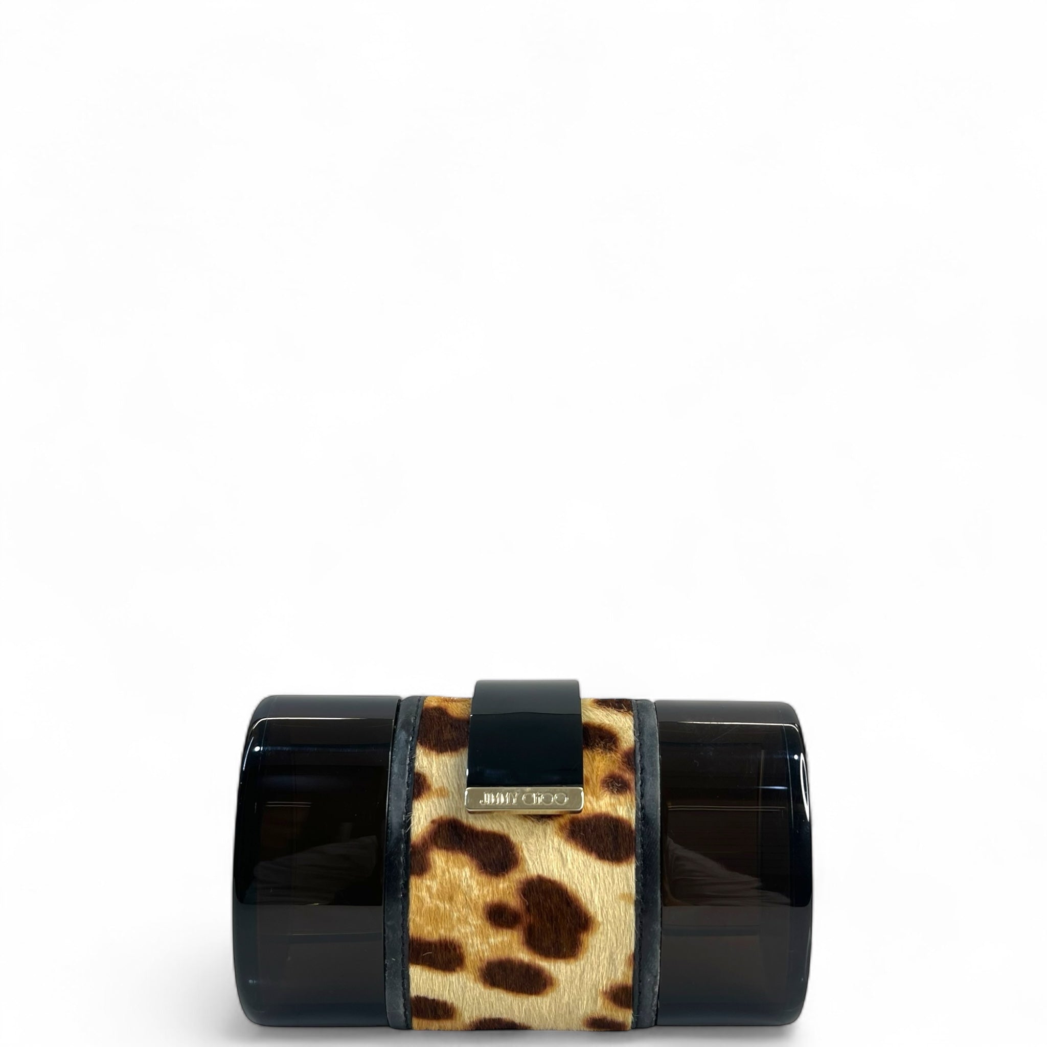 Jimmy Choo Ganache Natural Leopard Print Pony Clutch Bag