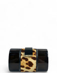 Jimmy Choo Ganache Natural Leopard Print Pony Clutch Bag