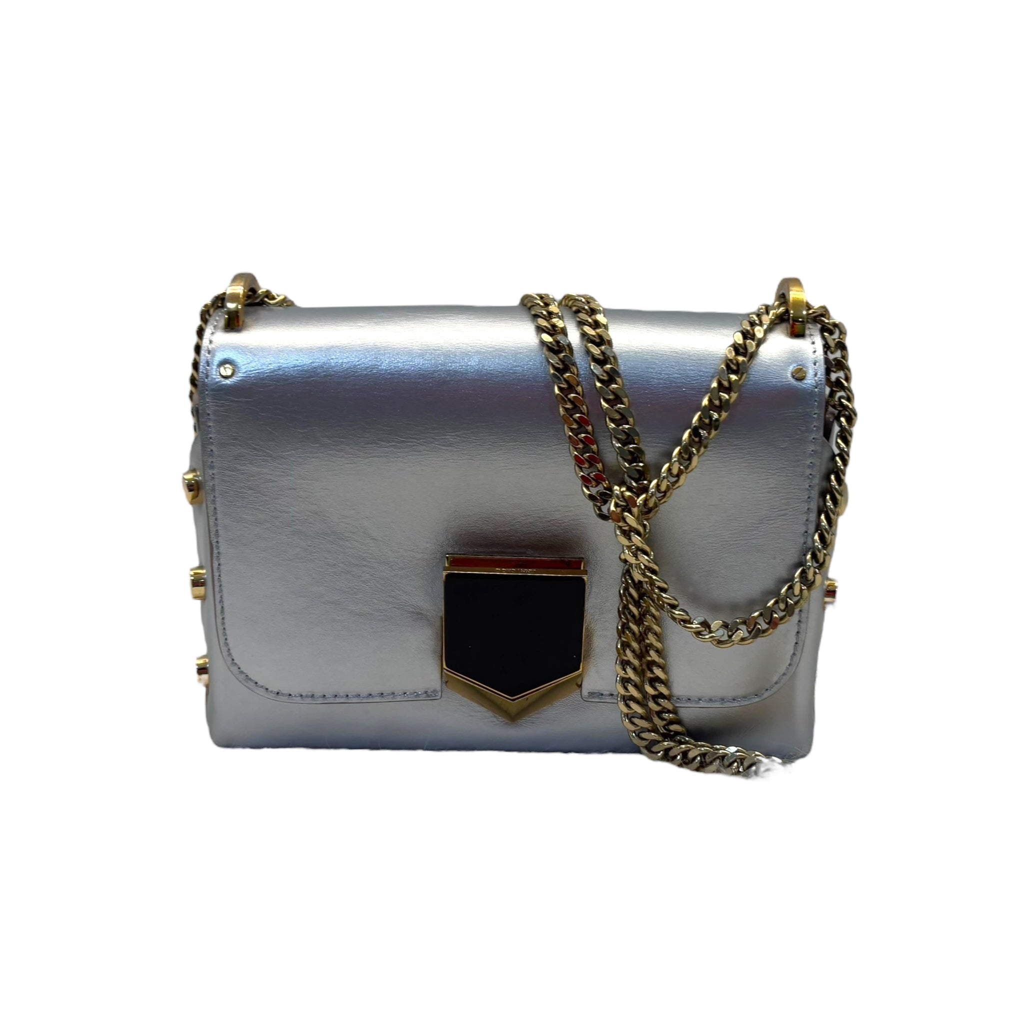 Jimmy Choo Grey Leather Lockett City Shoulder Bag