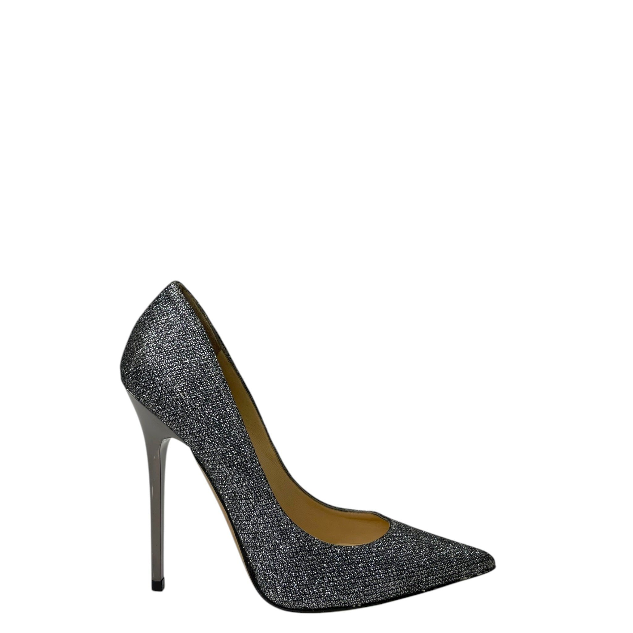 Jimmy Choo Romy Pointed Toe Black Glitter Pumps EU 34