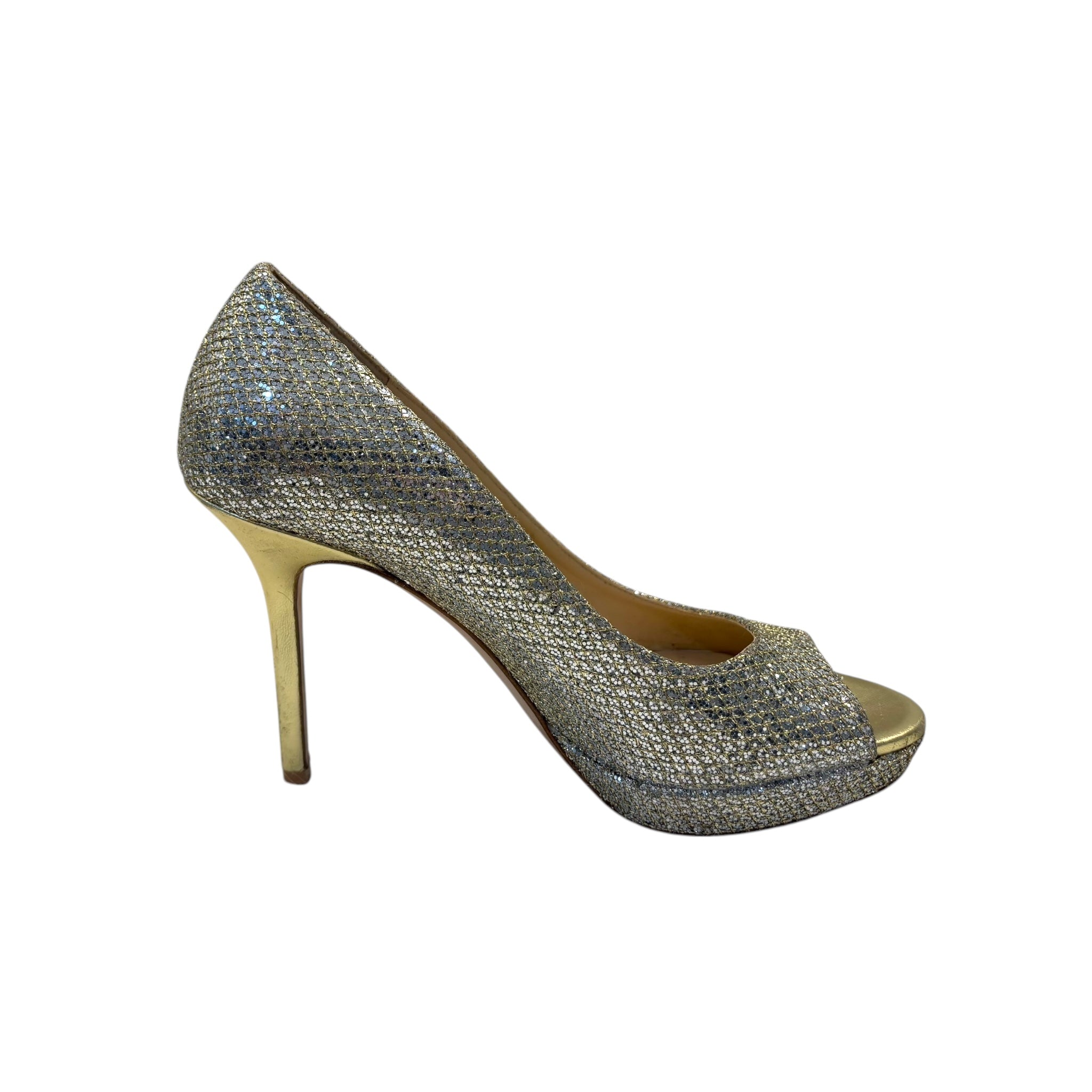 Jimmy Choo Shimmer Peep Toe Heels EU37