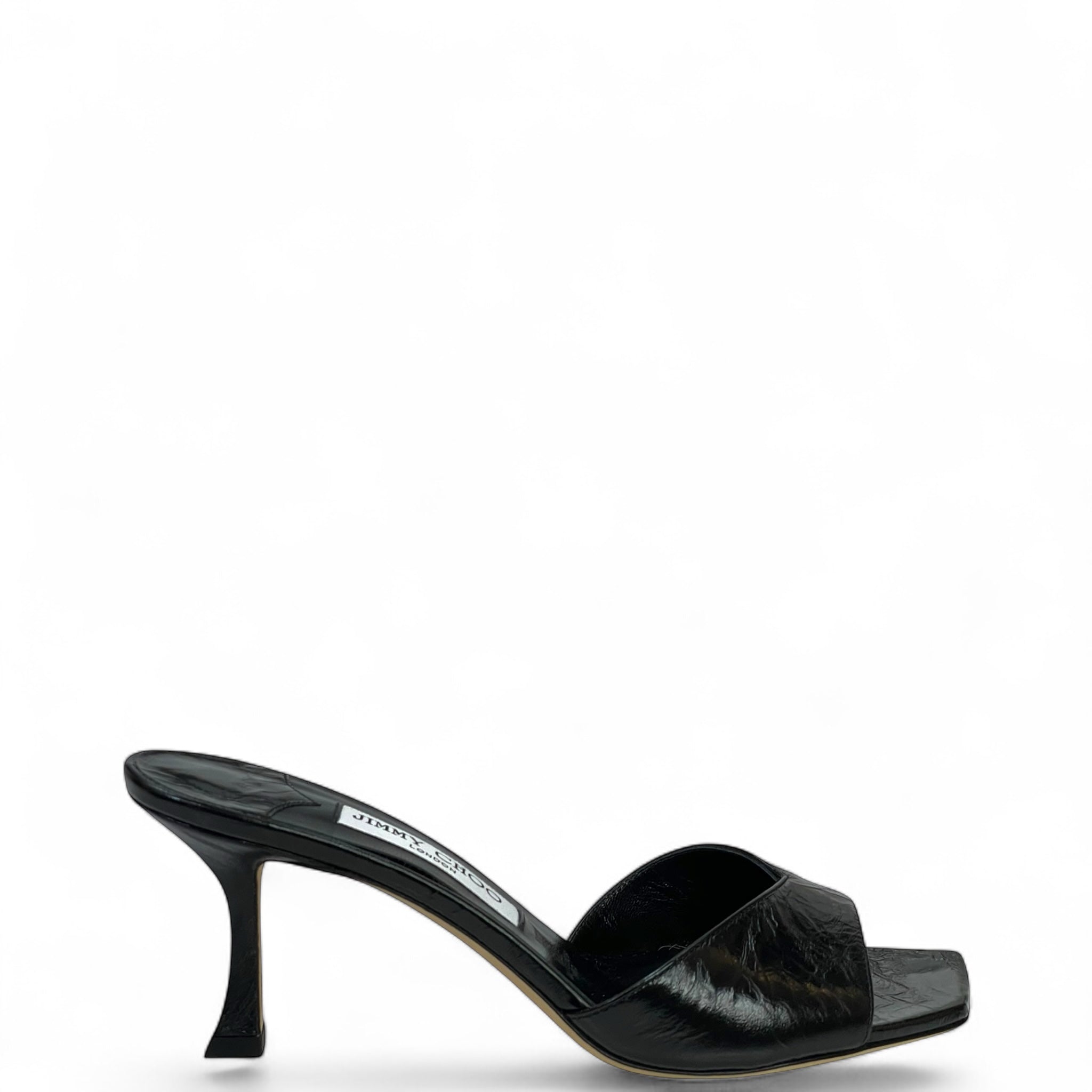 Jimmy Choo Skye 70 Kitten Heels Black Metallic Leather EU 38