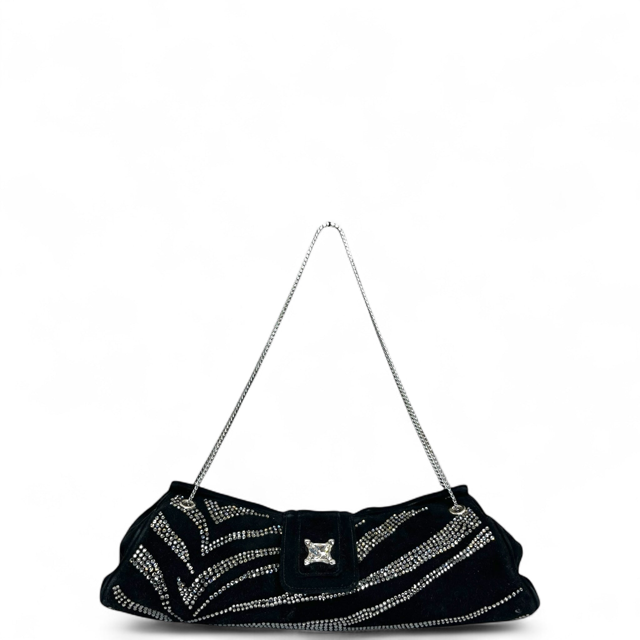 Judith Leiber Embellished Black Suede Shoulder Bag