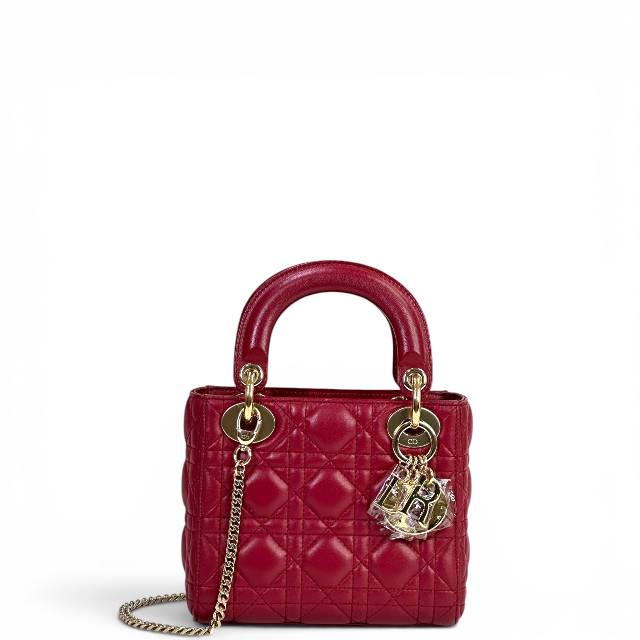 Lady Dior Maroon Mini Cannage Lambskin