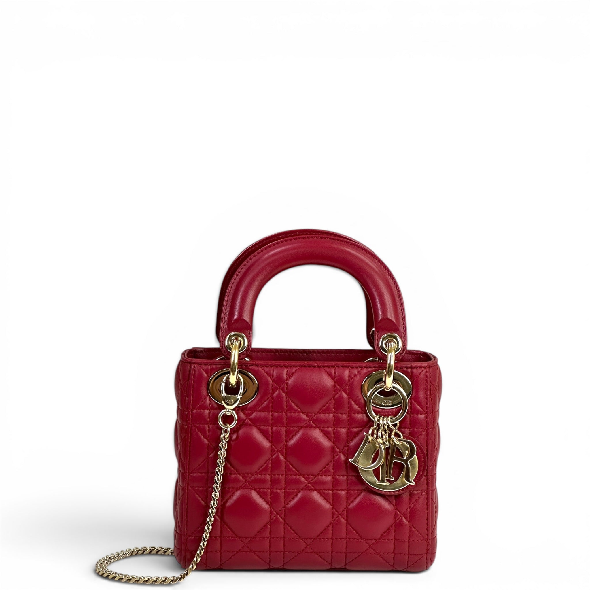 Lady Dior Mini Maroon Cannage Lambskin