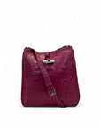 Longchamp Pink Croc Embossed Leather Crossbody Bag
