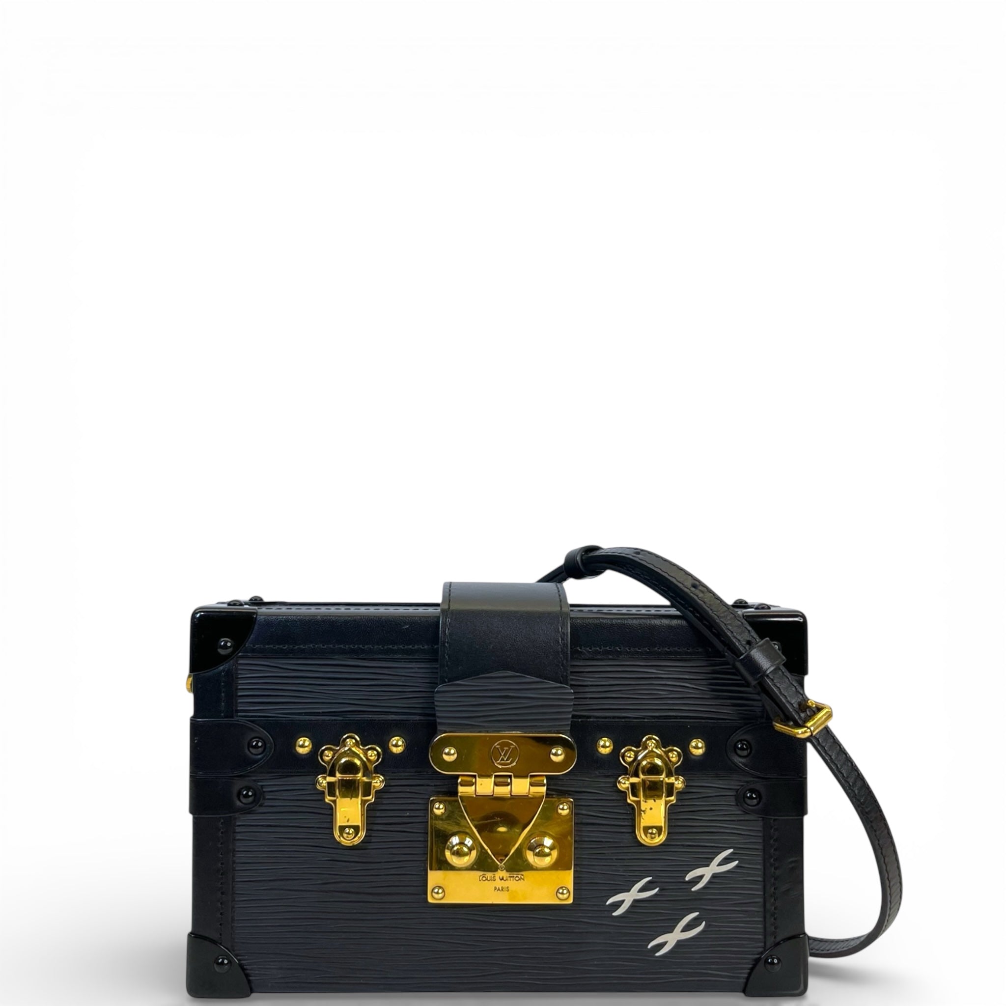 Louis Vuitton Petite Malle Bag Black Epi Leather