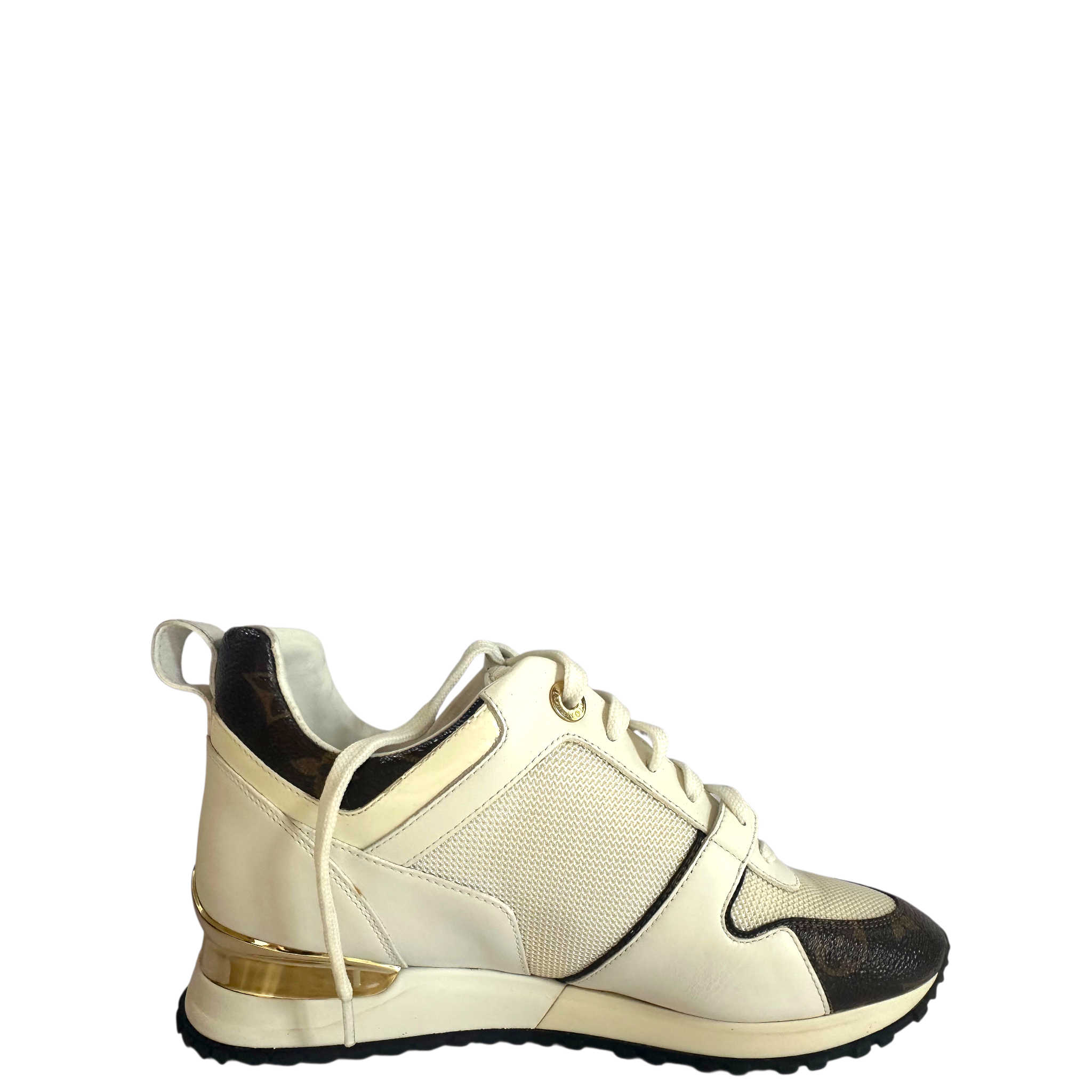 Louis Vuitton Run Away Sneakers White Leather Monogram Canvas EU 37