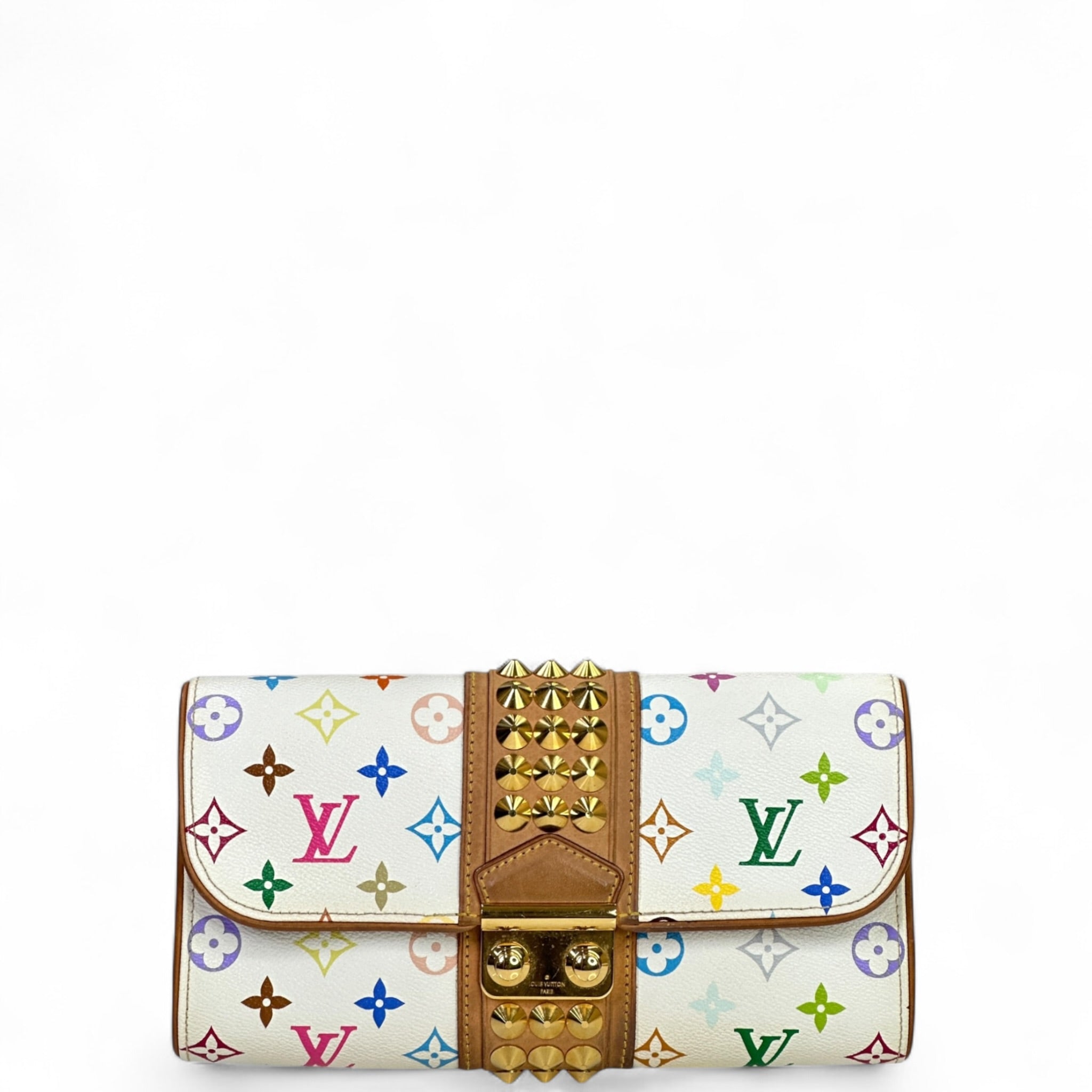 Louis Vuitton X Takashi Murakami Courtney White Monogram Multicolour Clutch