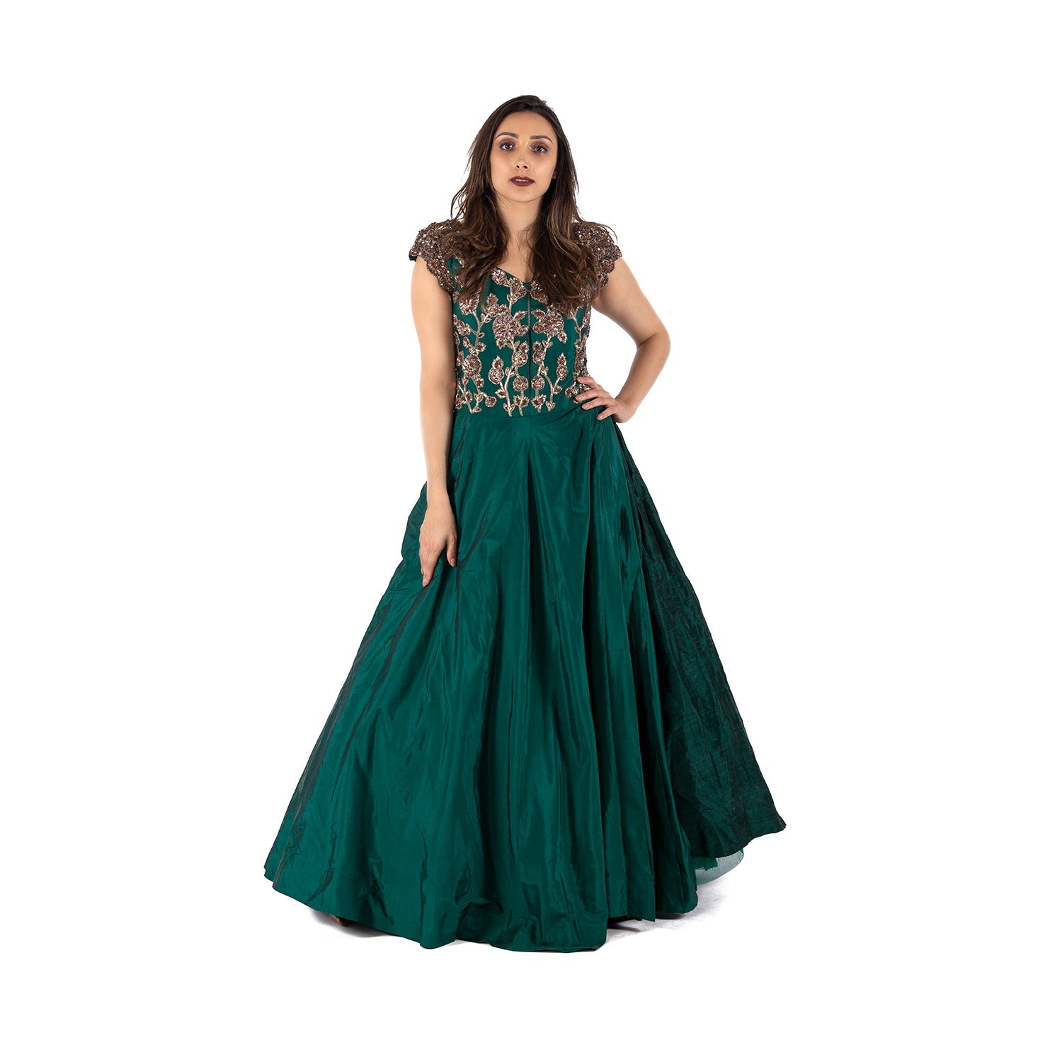 Manish Malhotra Slit Dark Green Gown