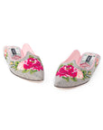 Silver Rose Embroidered Peony Mules-36