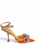 Mach & Mach Double Bow Silk-Satin Orange Pumps EU 36