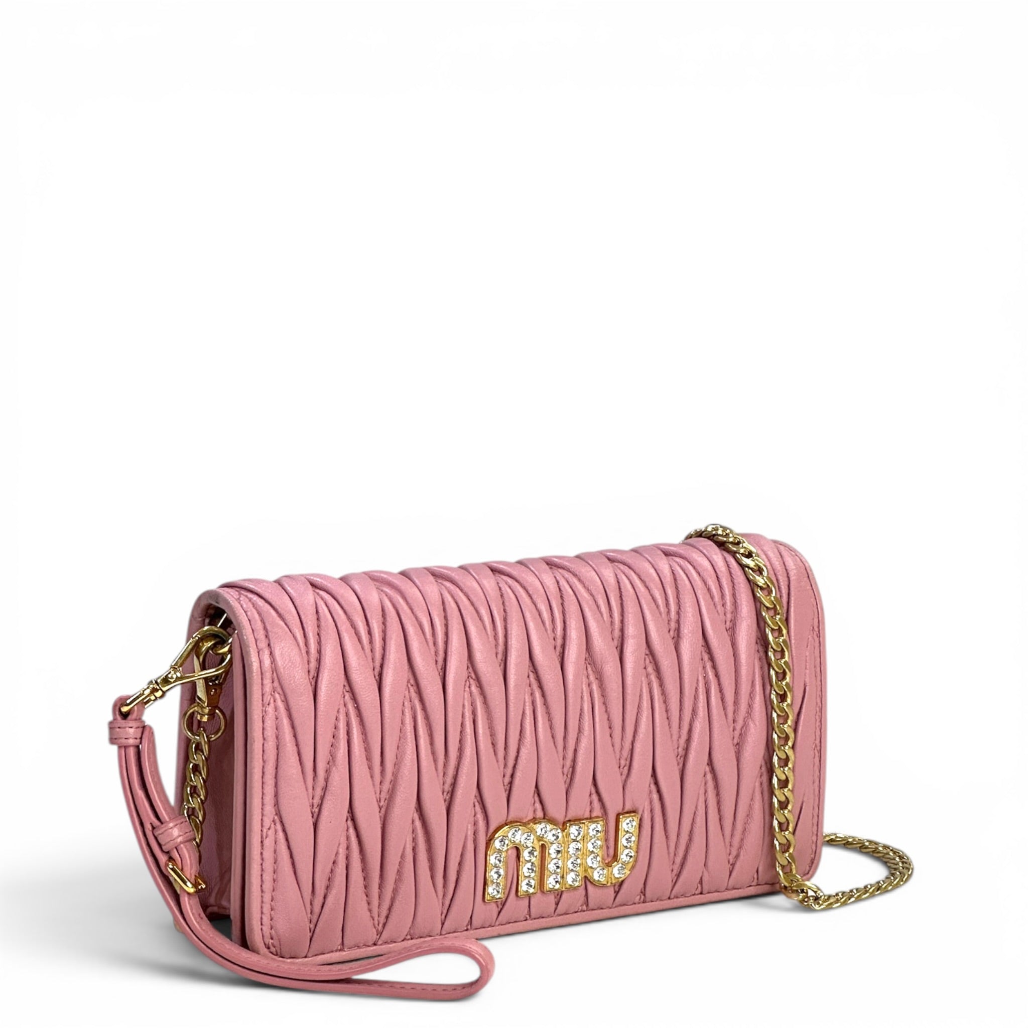 Miu Miu Pink Quilted Matelasse nappa Leatehr wallet