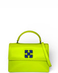 Off-White Jitney Top Handle Bag Neon Green Leather