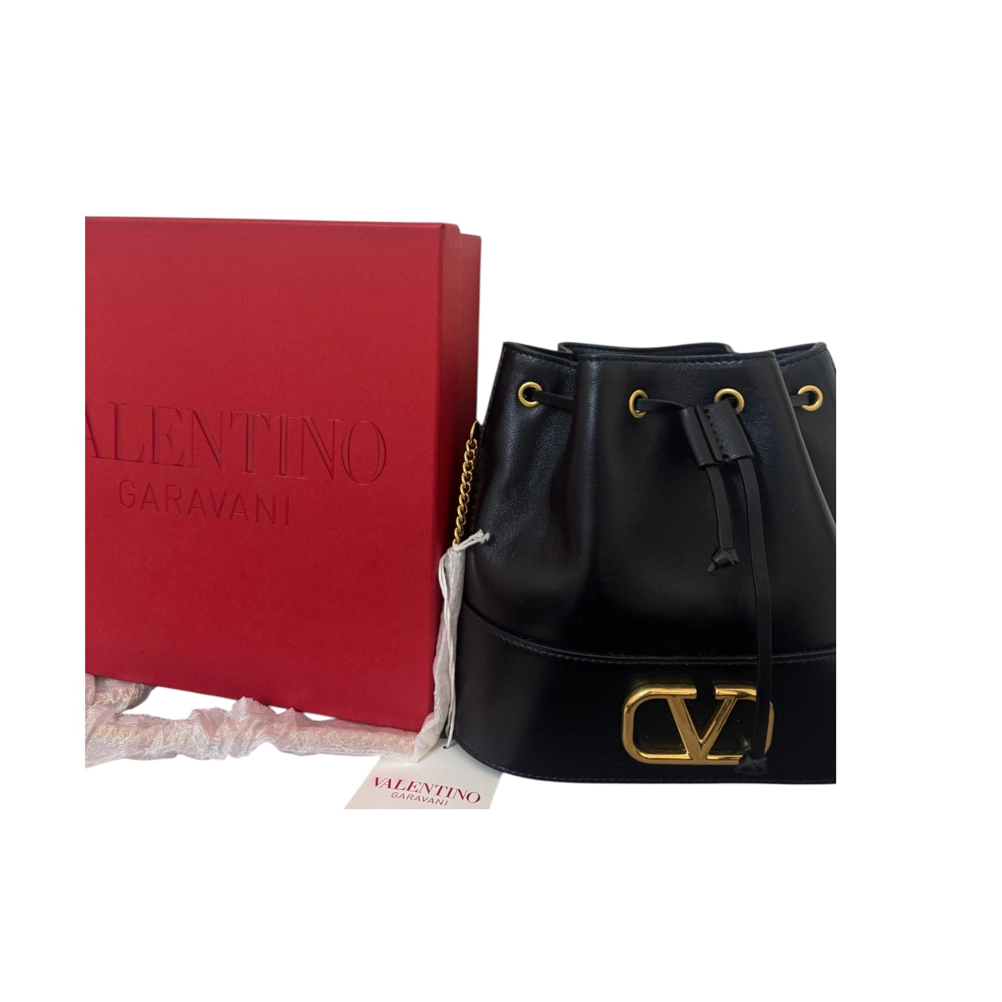Valentino Mini Bucket Black Leather VLOGO Bag
