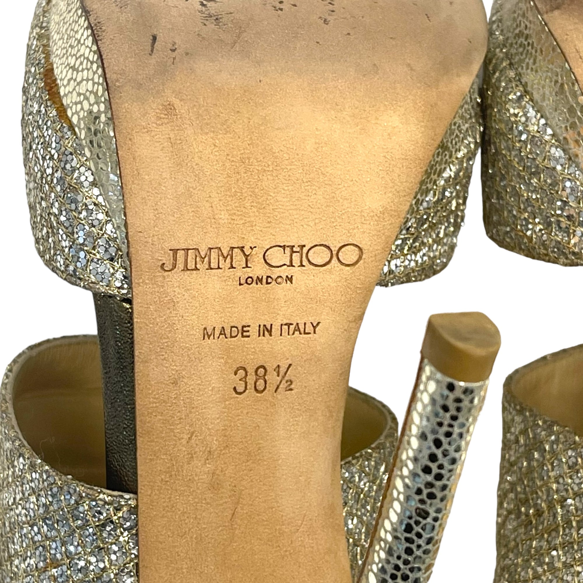 Jimmy Choo Course Glitter Private Platform Sandals Size EU 38.5