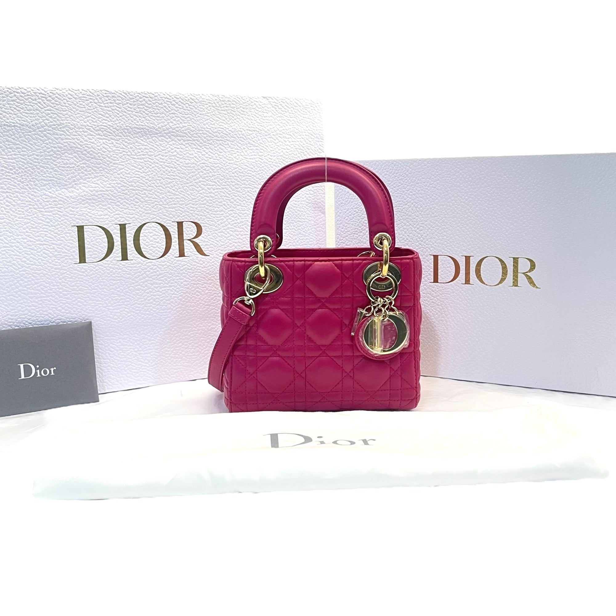 HOT Lady Dior Deep Pink Handbags Mini Lady Dior Bag Pink Buy