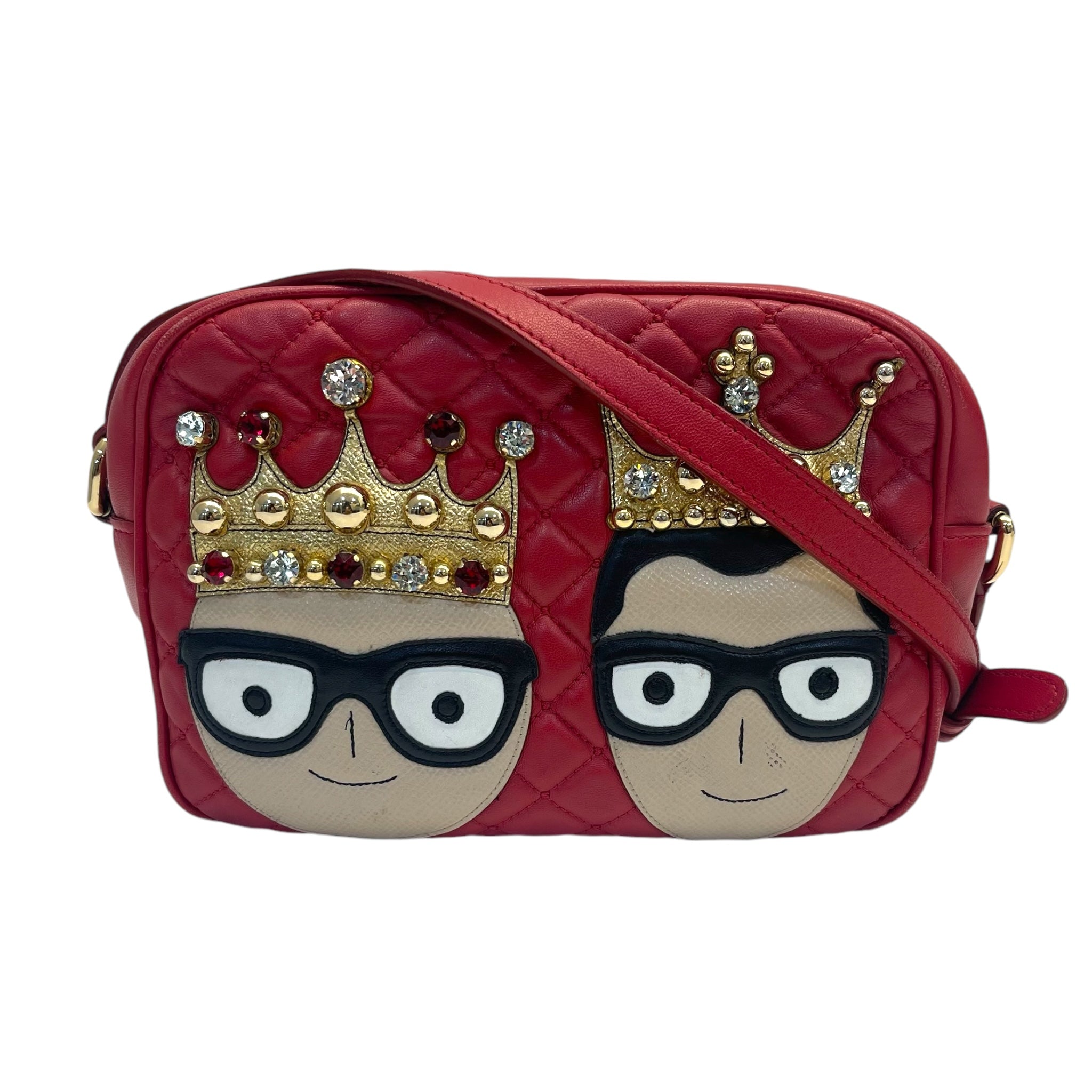 Dolce & Gabbana Red Crown Men Patch Crossbody