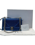 Dior Blue Micro Cannage Patent Leather Medium Diorama Flap Shoulder Bag