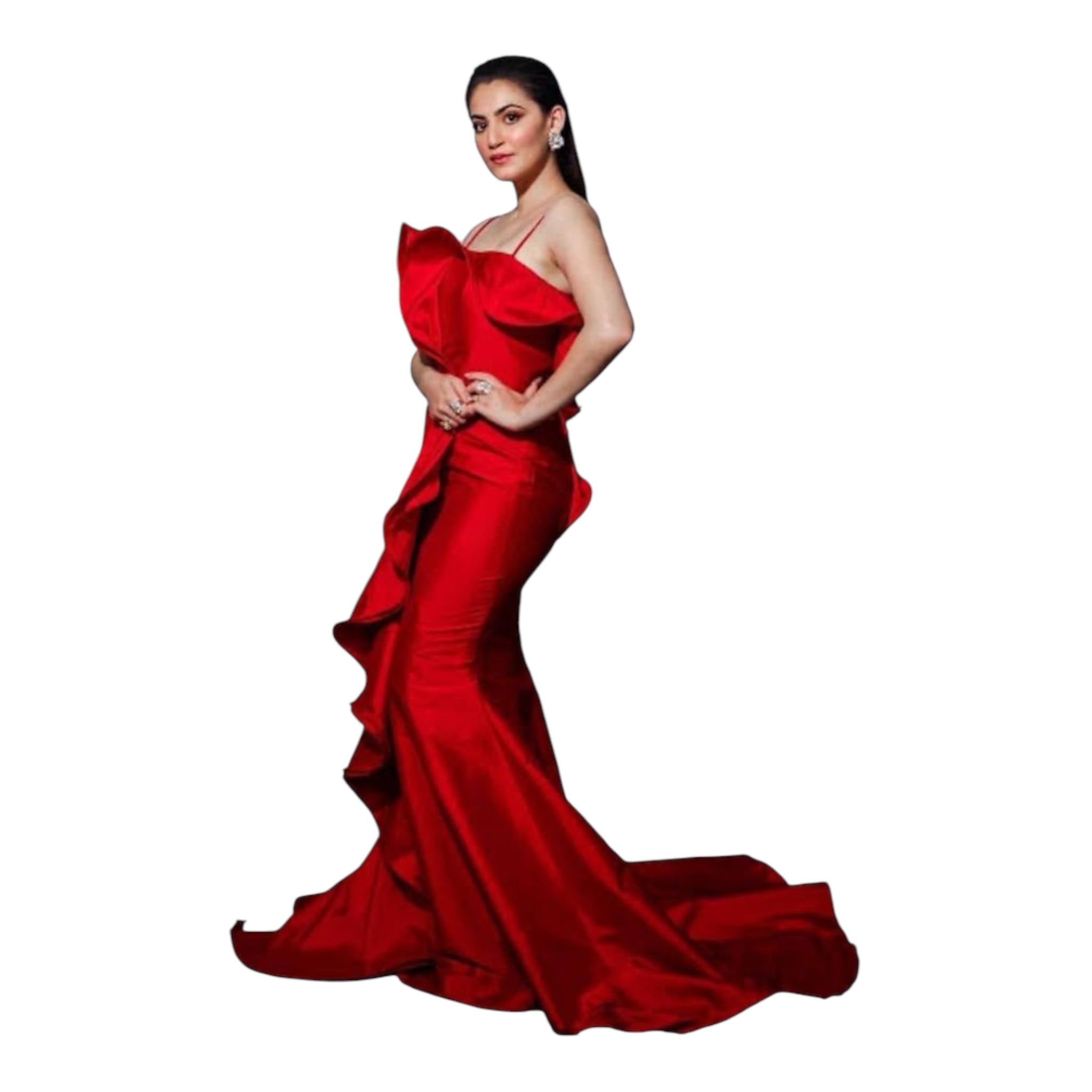 Ohaila Khan Red Ruffle Gown