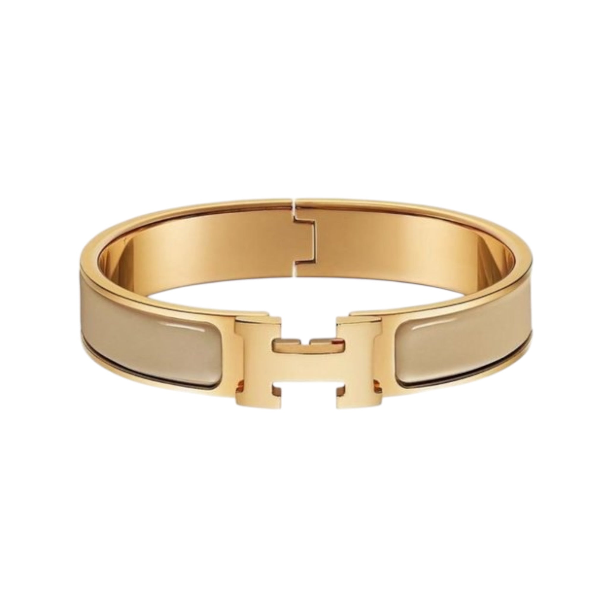 Hermes Clic Clac H Enamel Gold Plated Bracelet