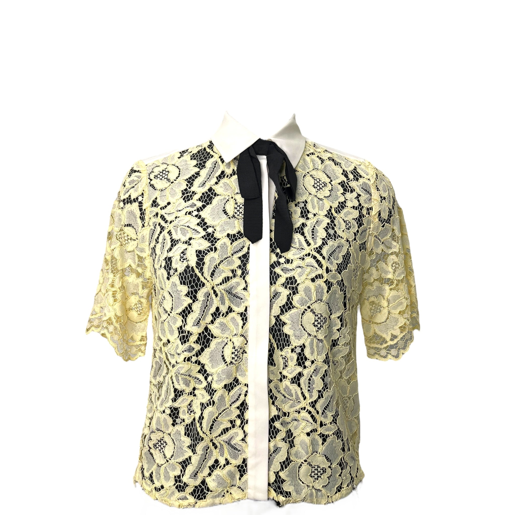 SANDRO Amarine Floral Mesh Short Sleeve Shirt Size S