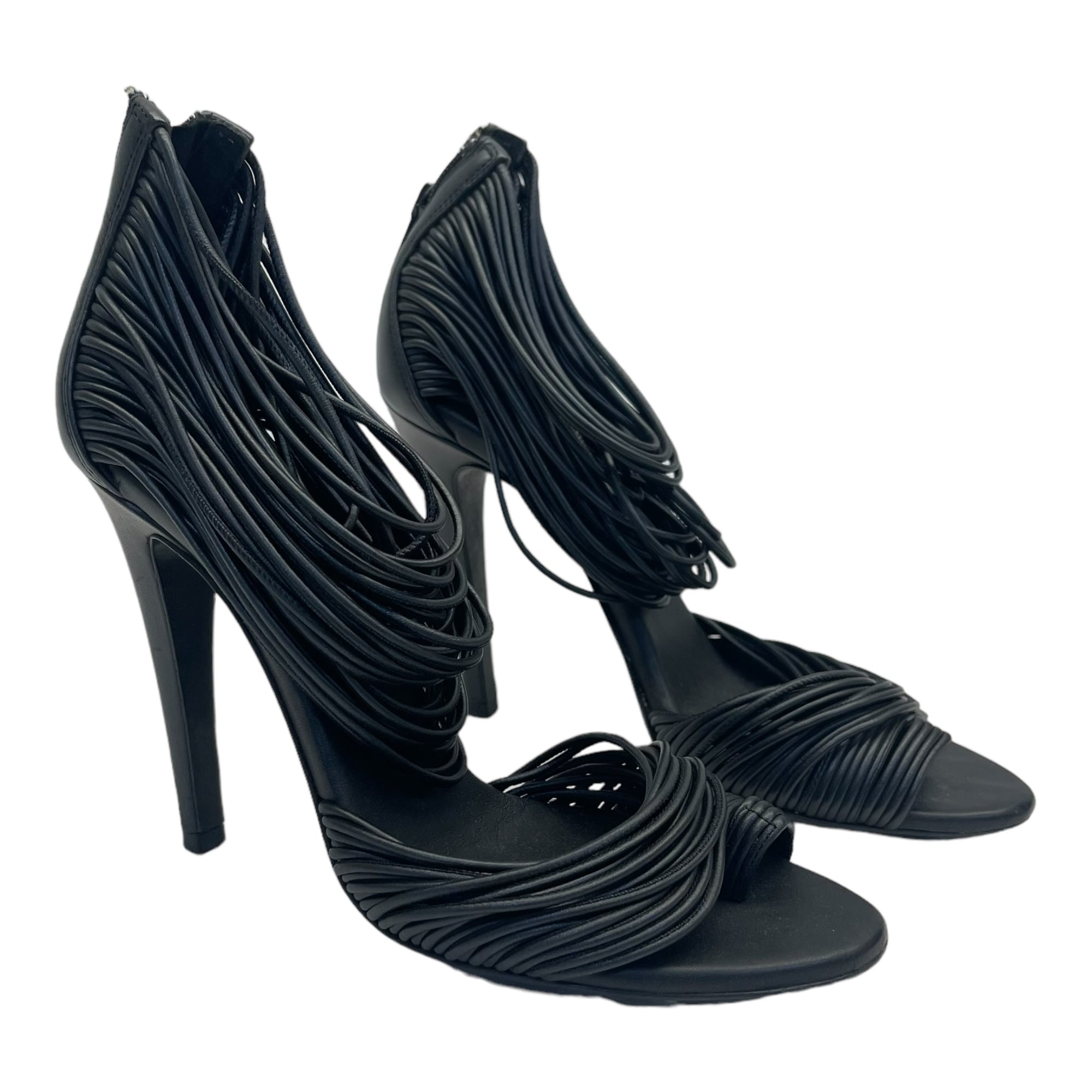 Bottega Veneta Black Leather Strappy Sandals Size EU 35