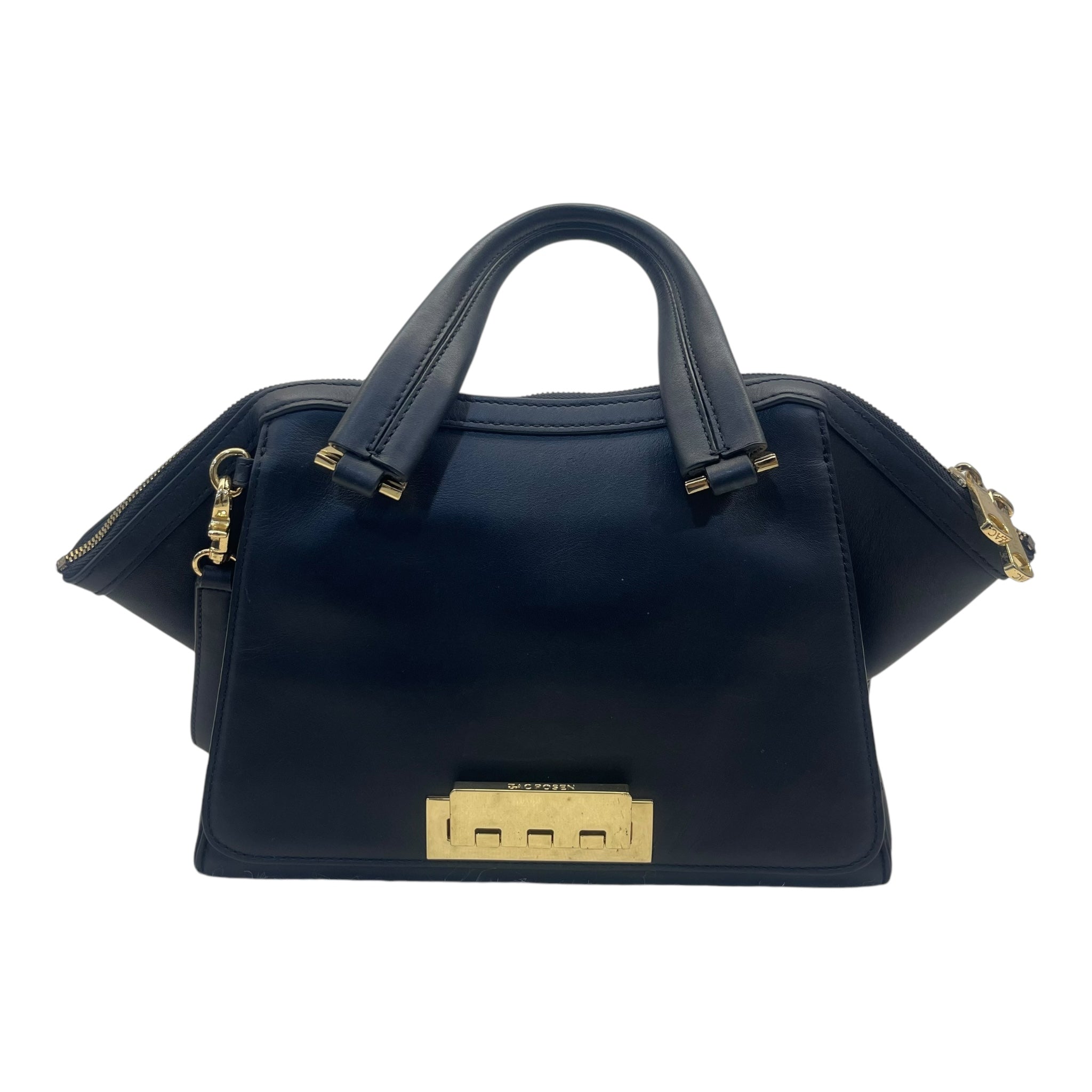 Zac Posen Black Leather Eartha Double Handle Satchel