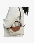 Longchamp Off White Nylon Le Pliage Handle Pouch