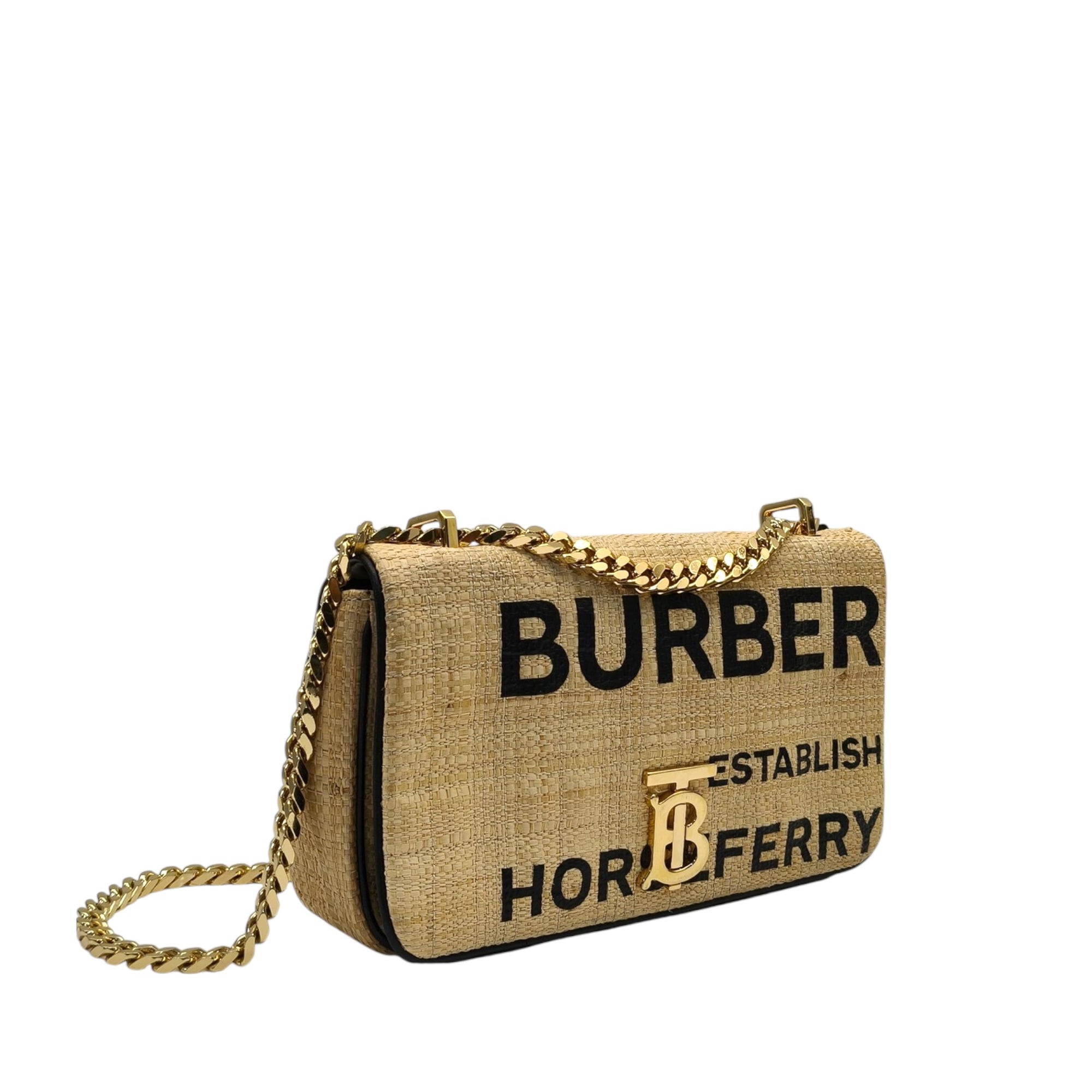 Burberry Lola Raffia Horseferry Shoulder Bag