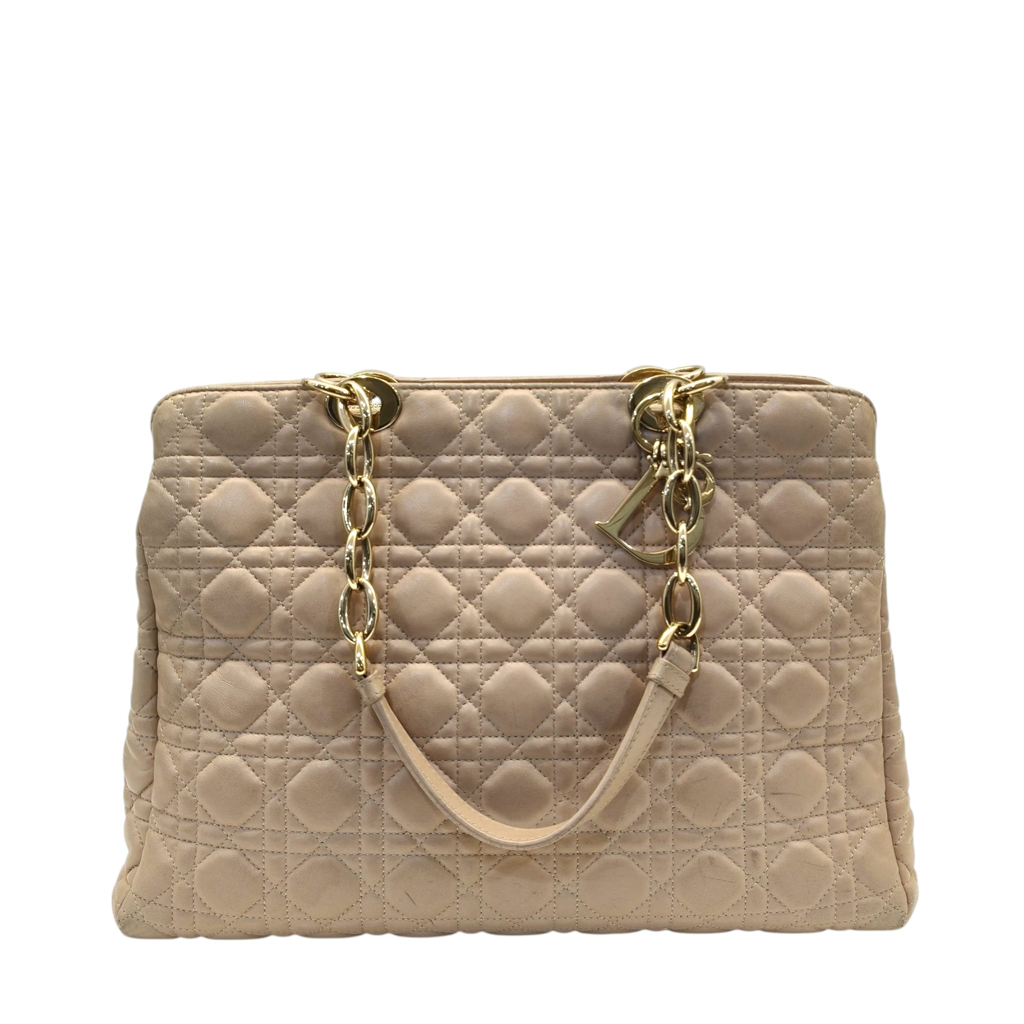 Dior Pink Cannage Quilted Soft Leather Medium Shopping Tote Bag