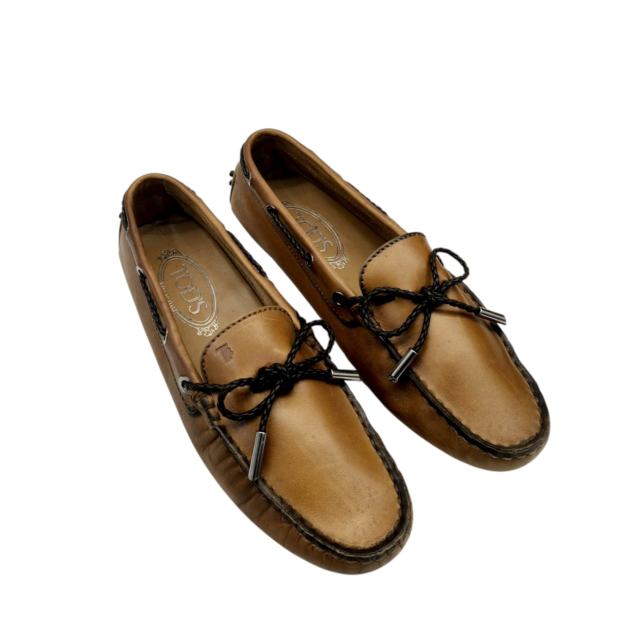 Tod's Gommini Bow Brown Leather Women Loafers EU 36.5