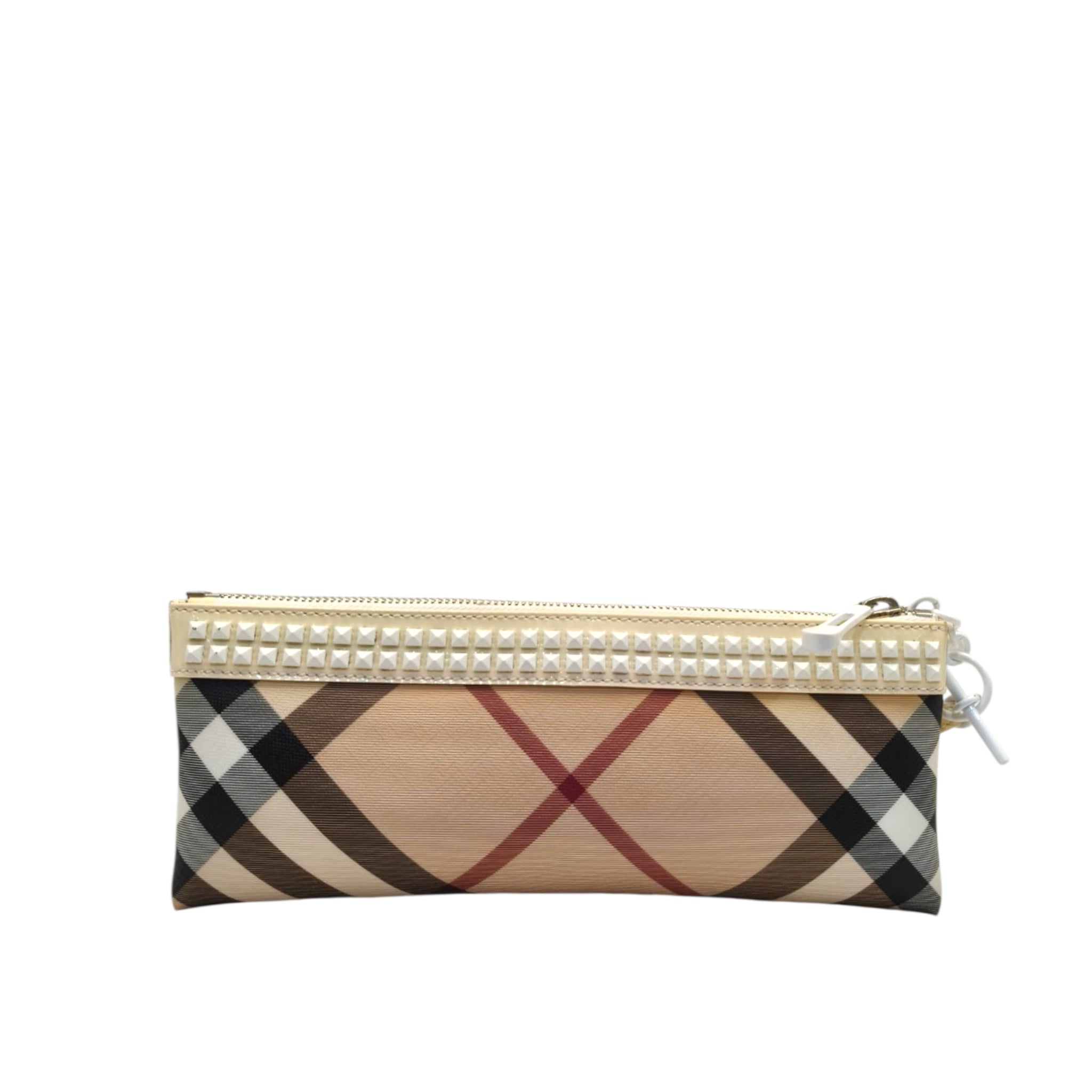 Burberry Long Nova Check Checked Studded Trim Clutch
